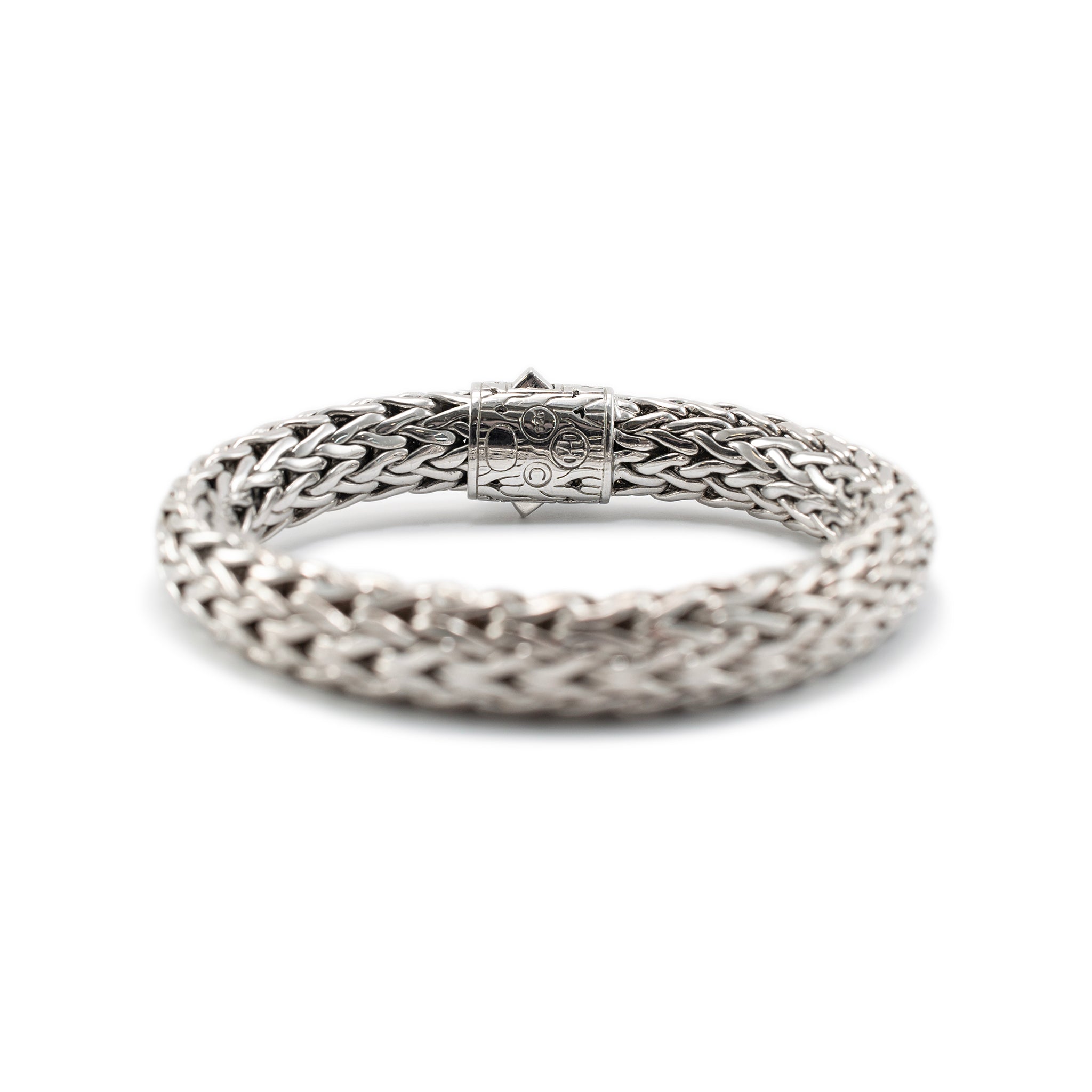 John Hardy 925 Sterling Silver Pave Black Sapphire Icon Link Bracelet 10.5mm