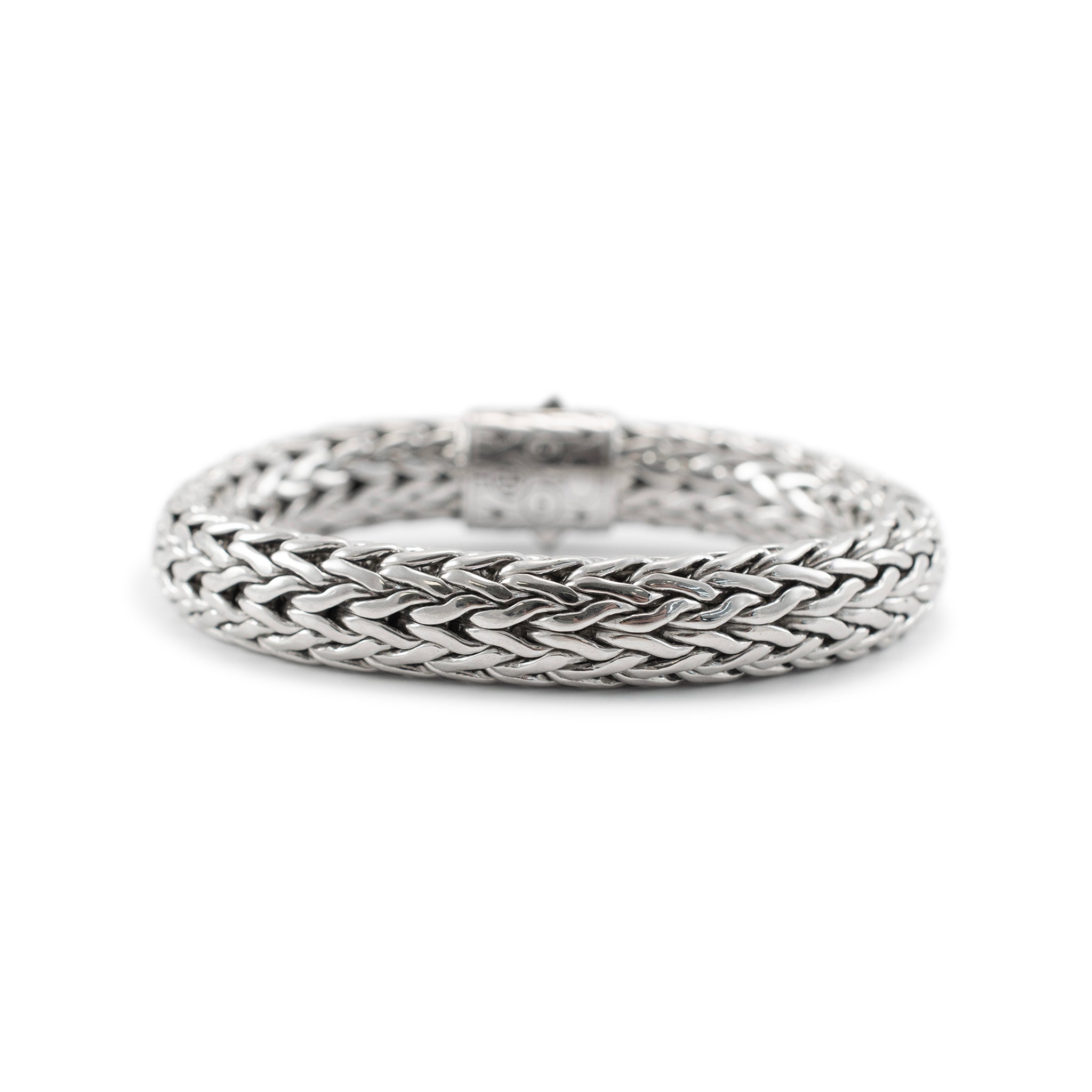 John Hardy 925 Sterling Silver Pave Black Sapphire Icon Link Bracelet 10.5mm