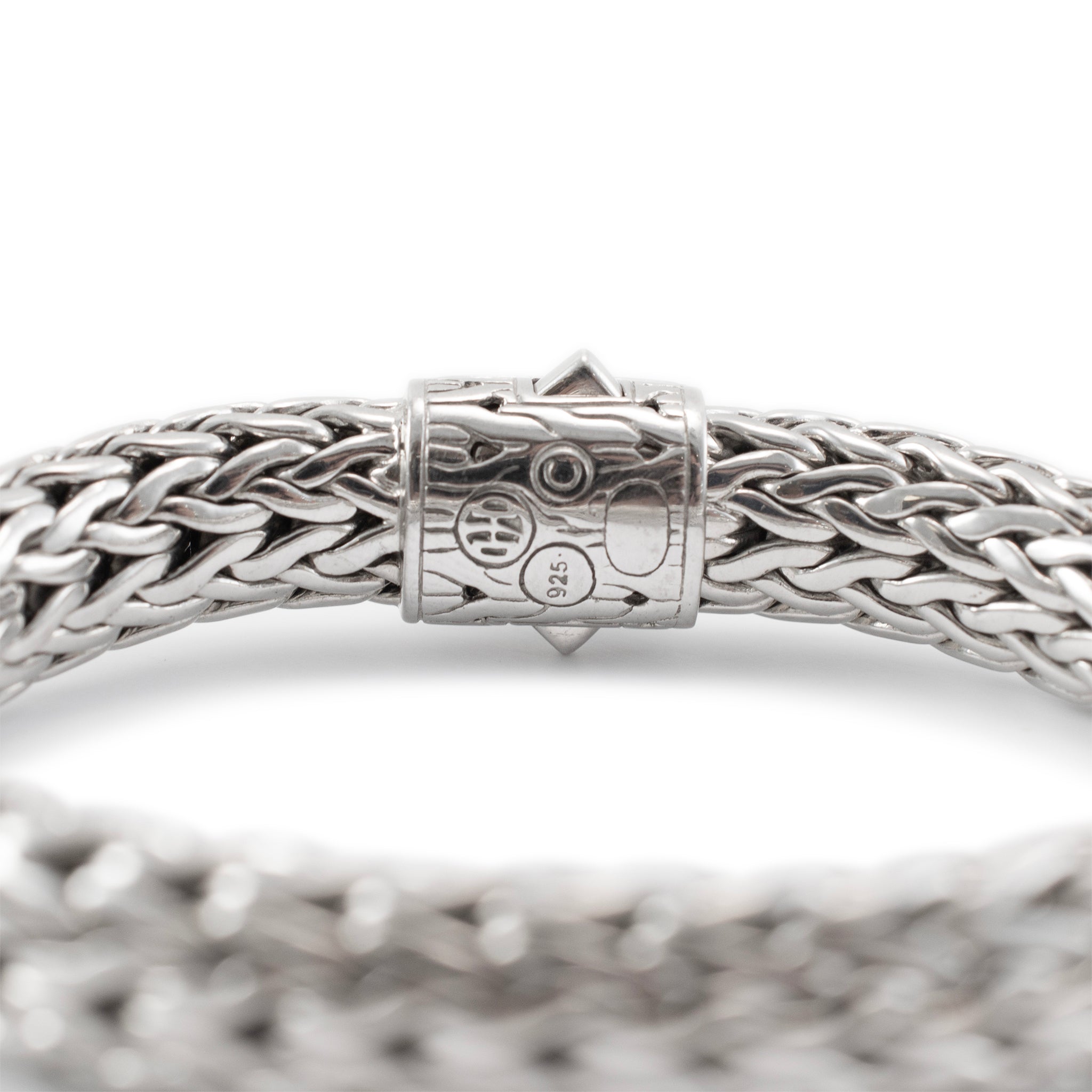 John Hardy 925 Sterling Silver Pave Black Sapphire Icon Link Bracelet 10.5mm
