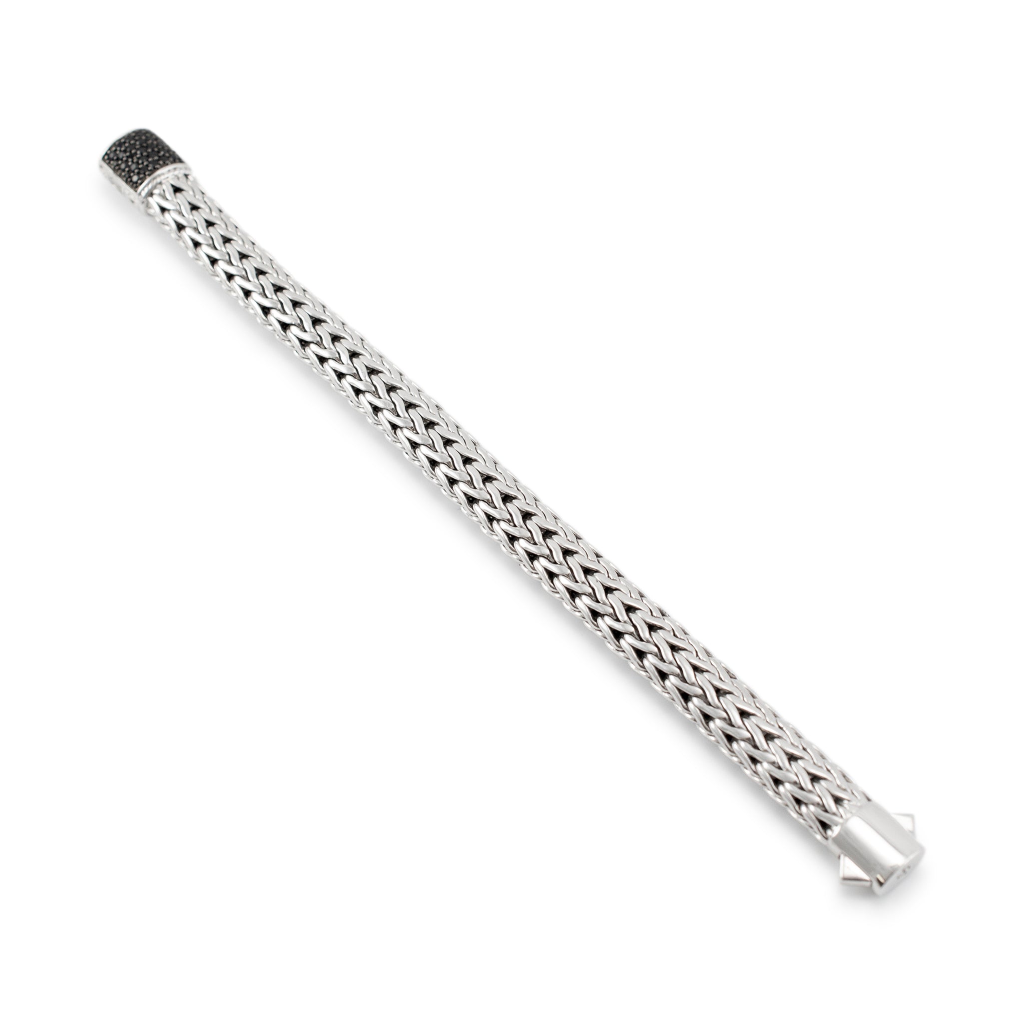 John Hardy 925 Sterling Silver Pave Black Sapphire Icon Link Bracelet 10.5mm