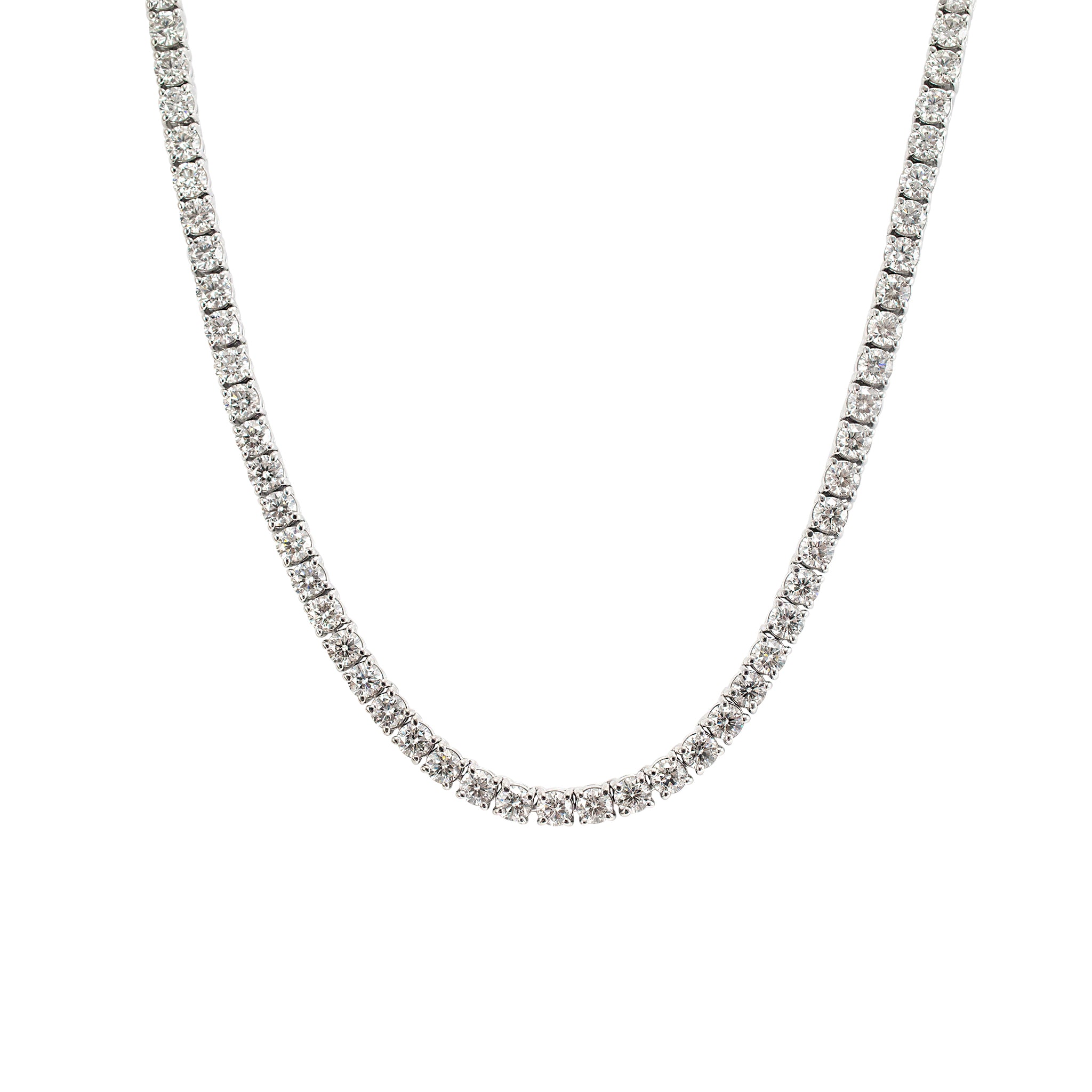 14K White Gold 4-Prong 20.18ct. Lab Grown Diamond Tennis Chain Necklace