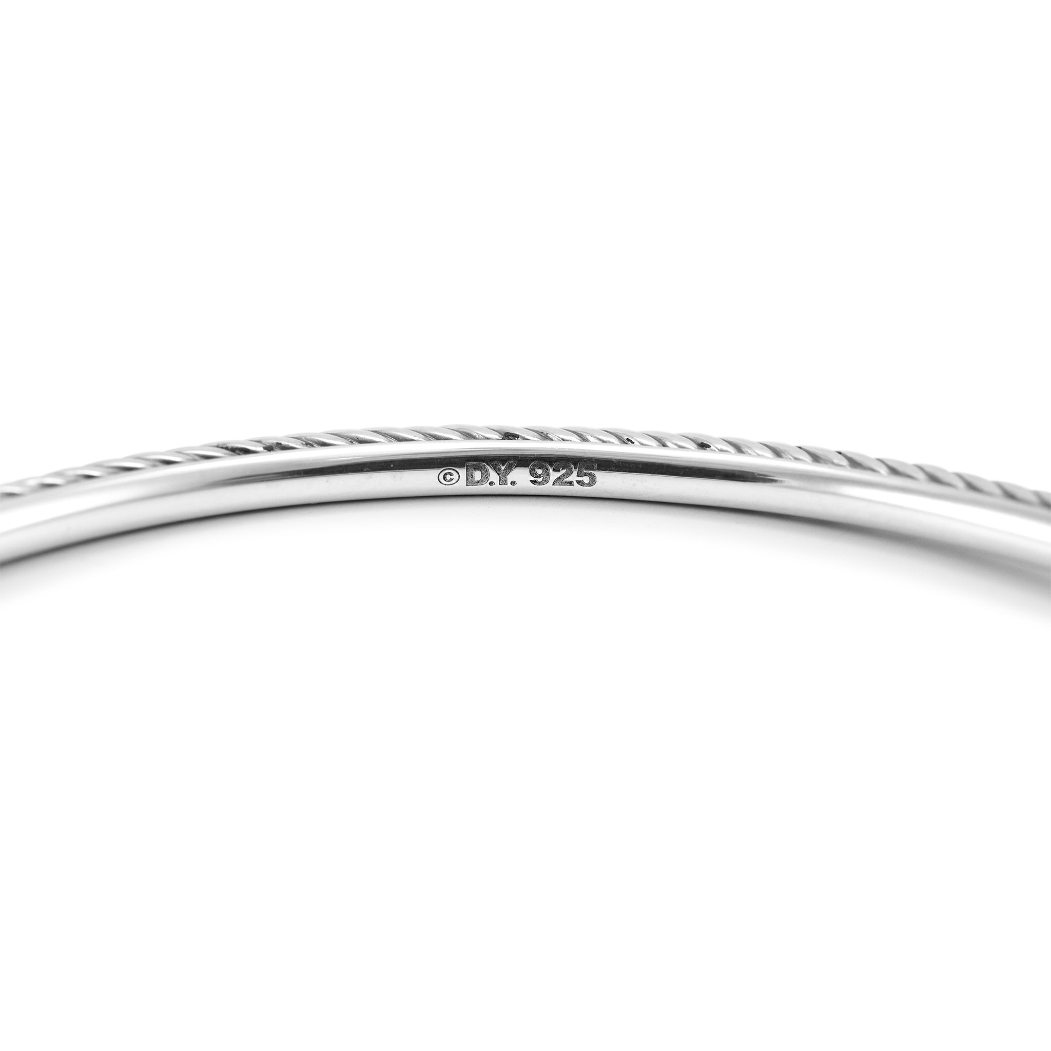 David Yurman 925 Sterling Silver Confetti Pave Diamond Cable Bangle Bracelet