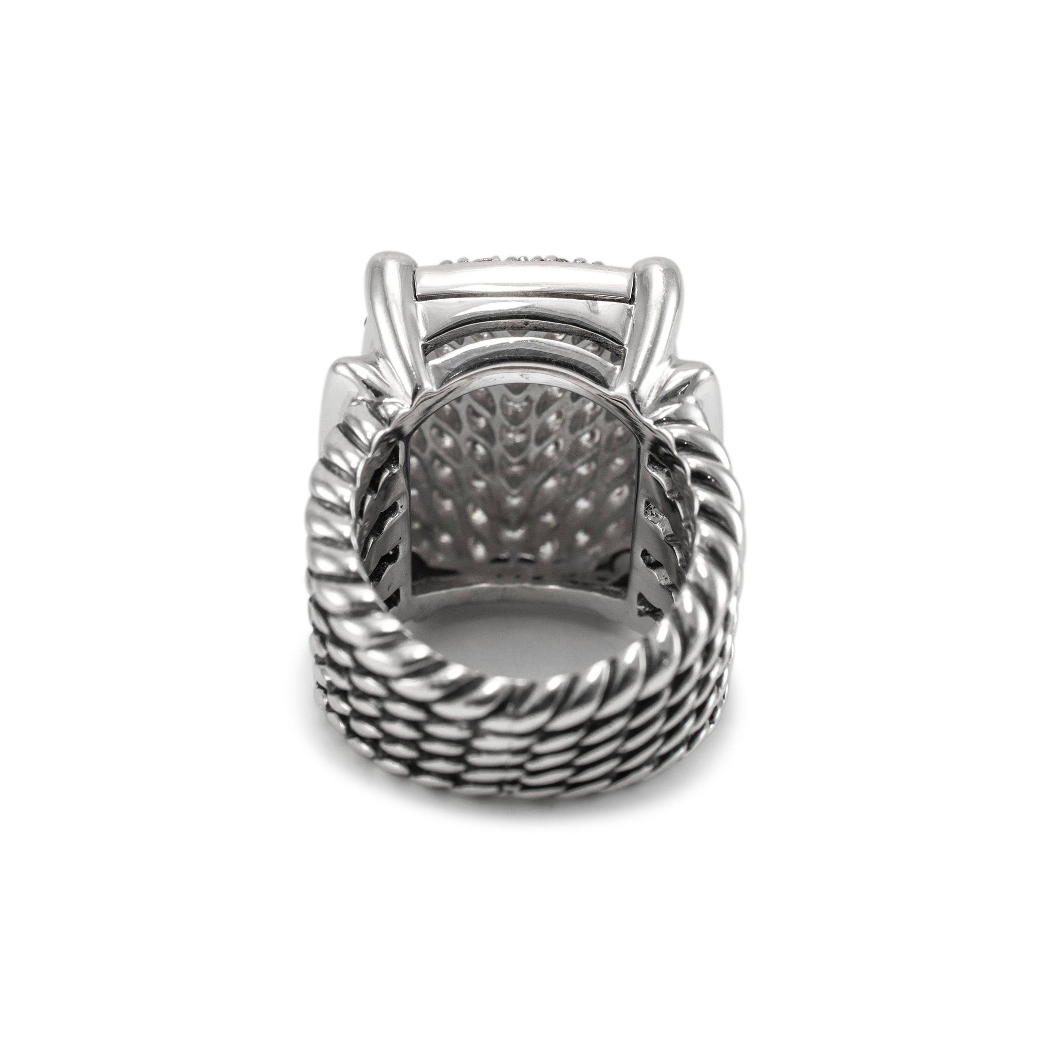 David Yurman 925 Sterling Silver Wheaton Diamond Cocktail Ring