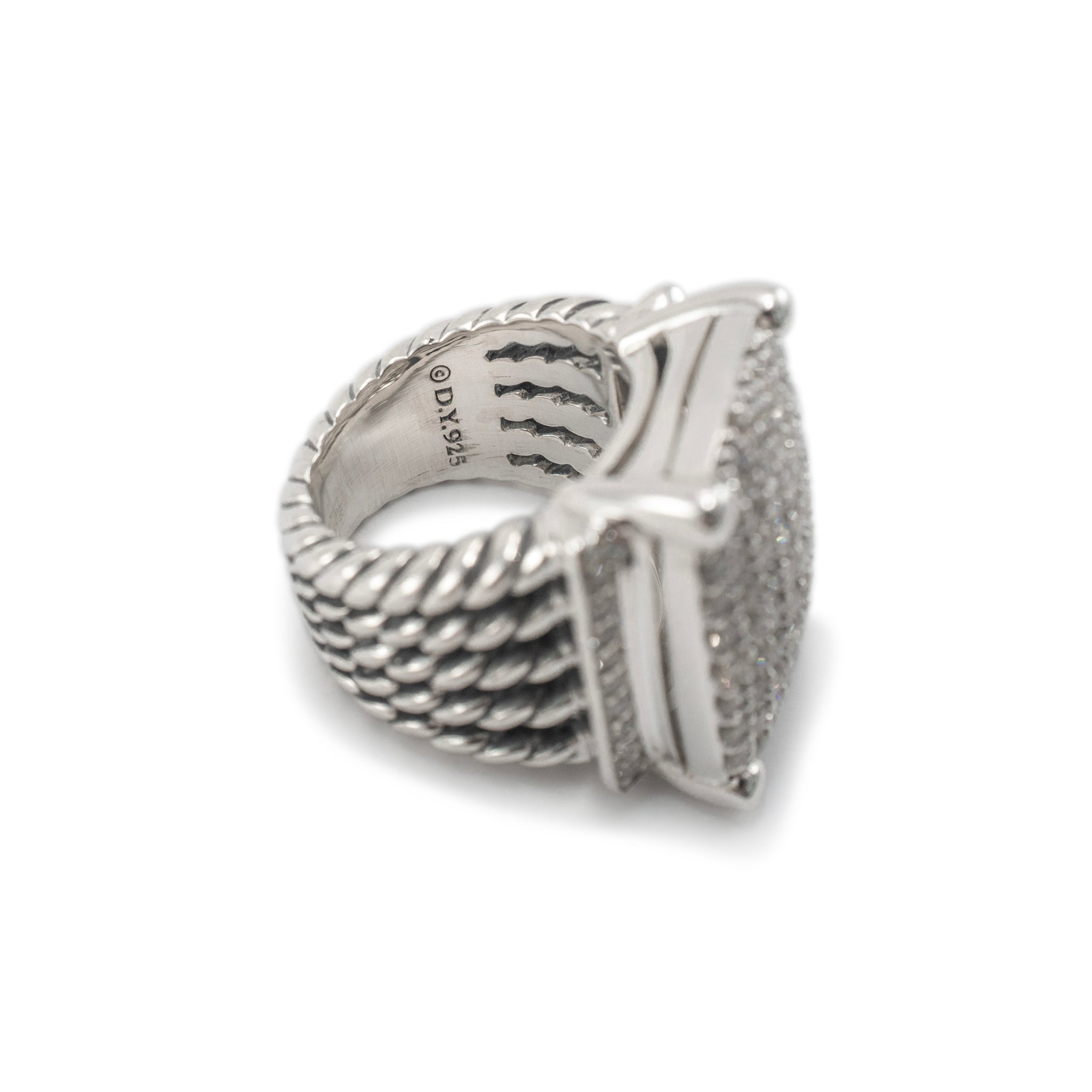 David Yurman 925 Sterling Silver Wheaton Diamond Cocktail Ring