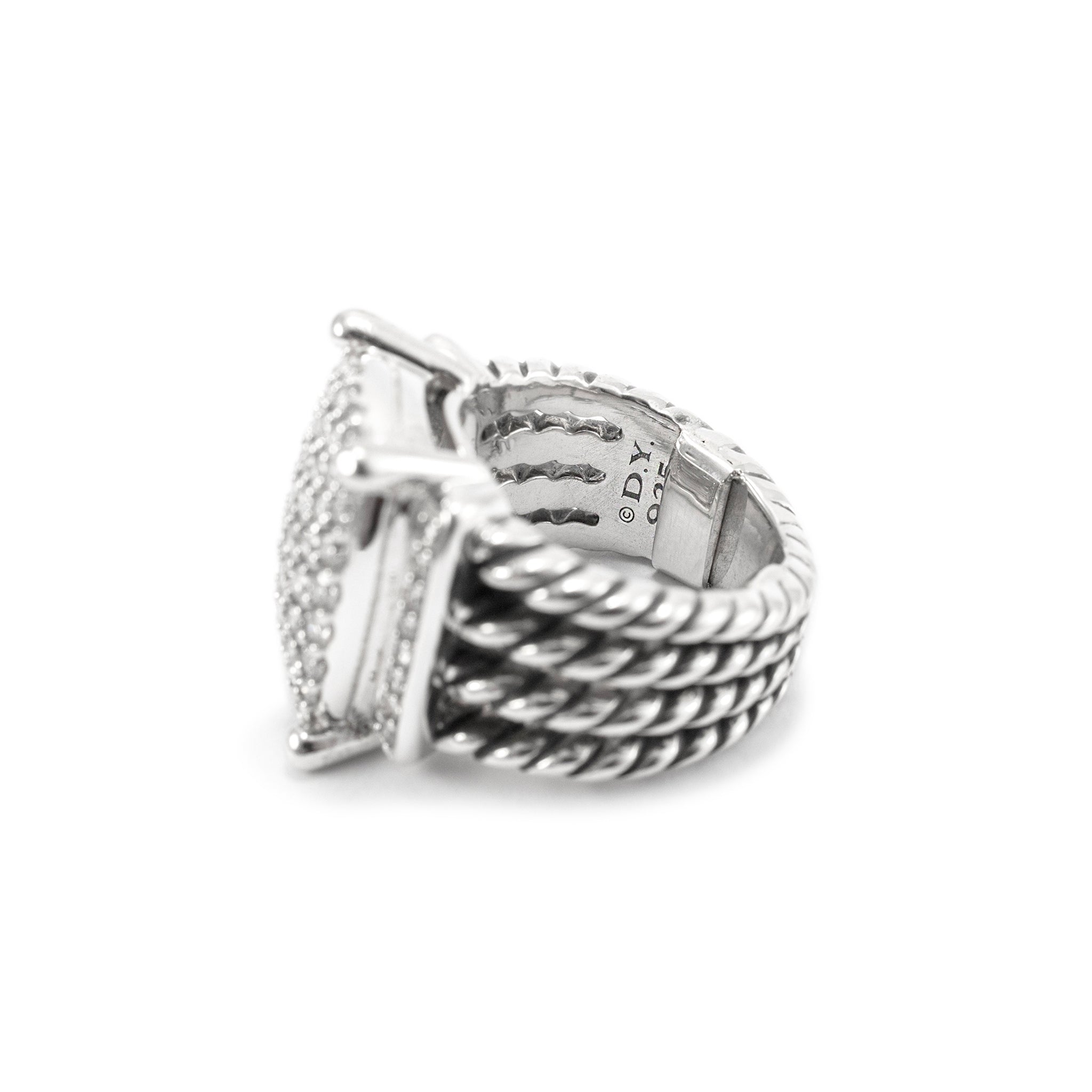 David Yurman 925 Sterling Silver Wheaton Diamond Cocktail Ring