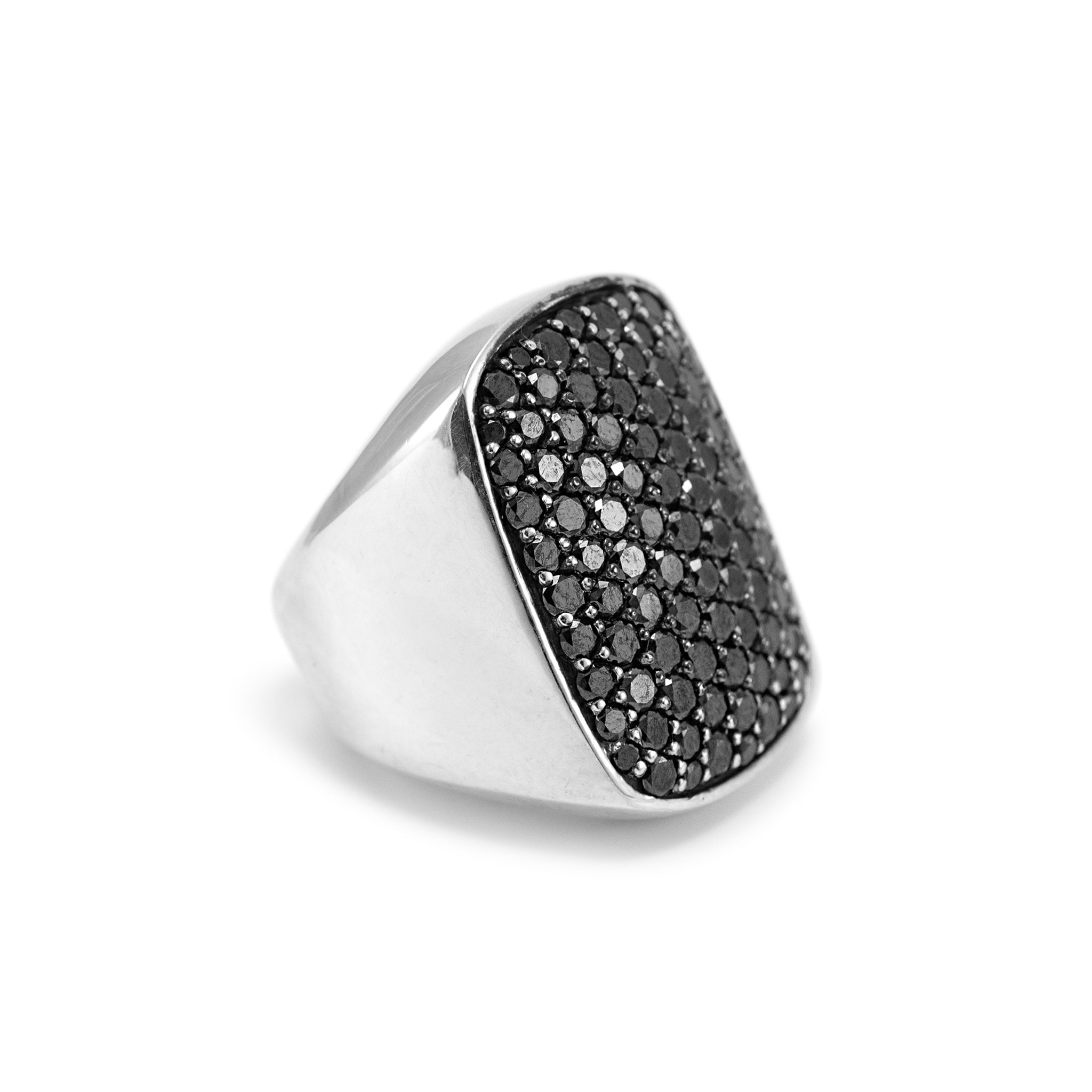 David Yurman 925 Sterling Silver Pave Black Diamonds Cocktail Ring