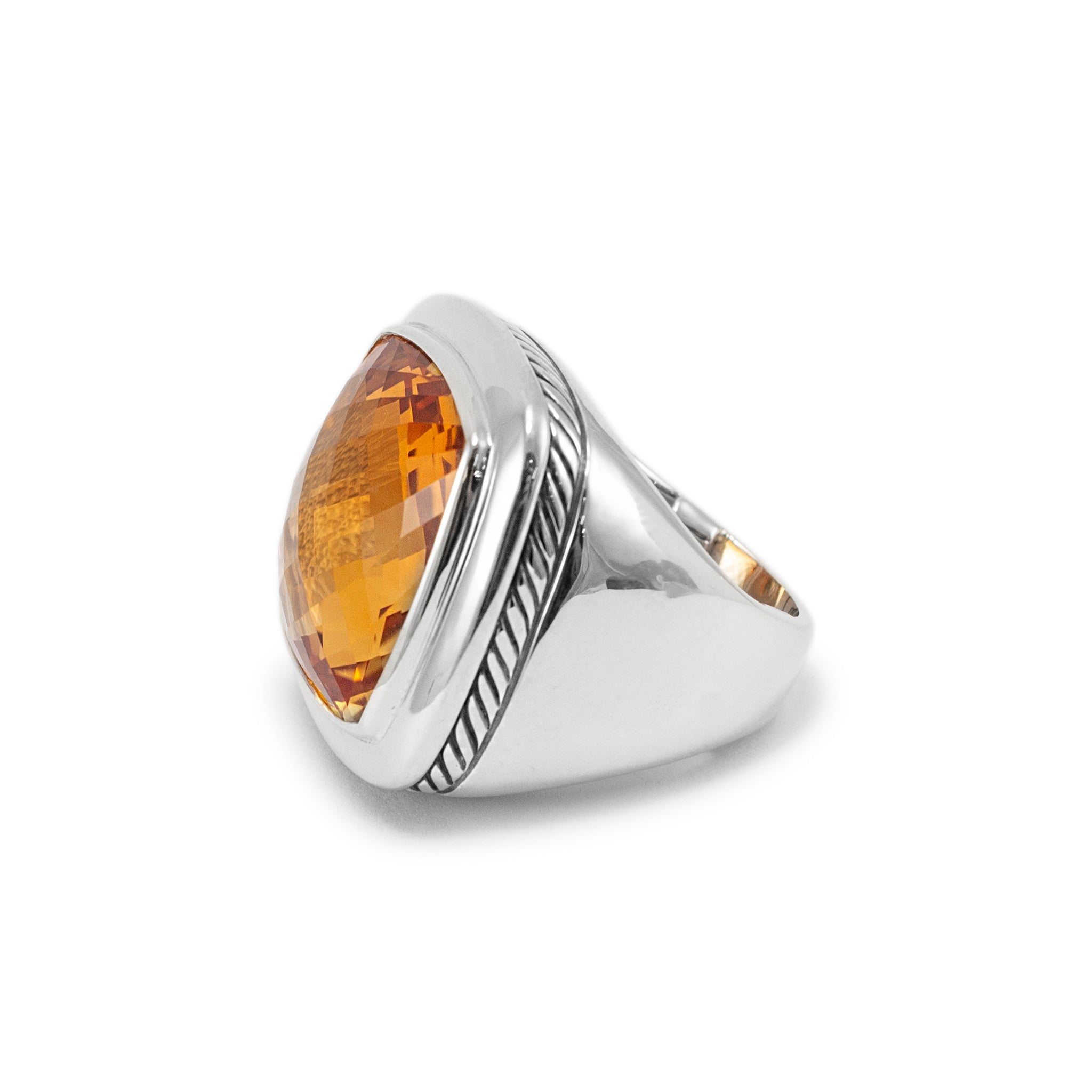 David Yurman 925 Sterling Silver Citrine Albion Cocktail Ring