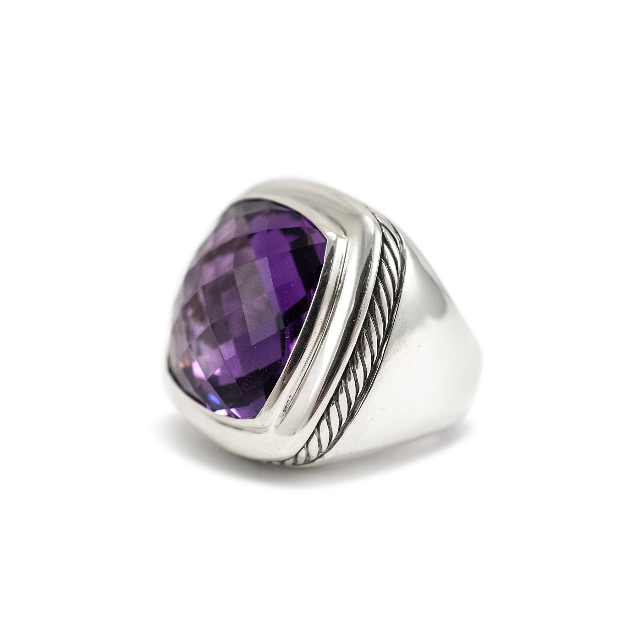 David Yurman 925 Sterling Silver Amethyst Albion Cocktail Ring