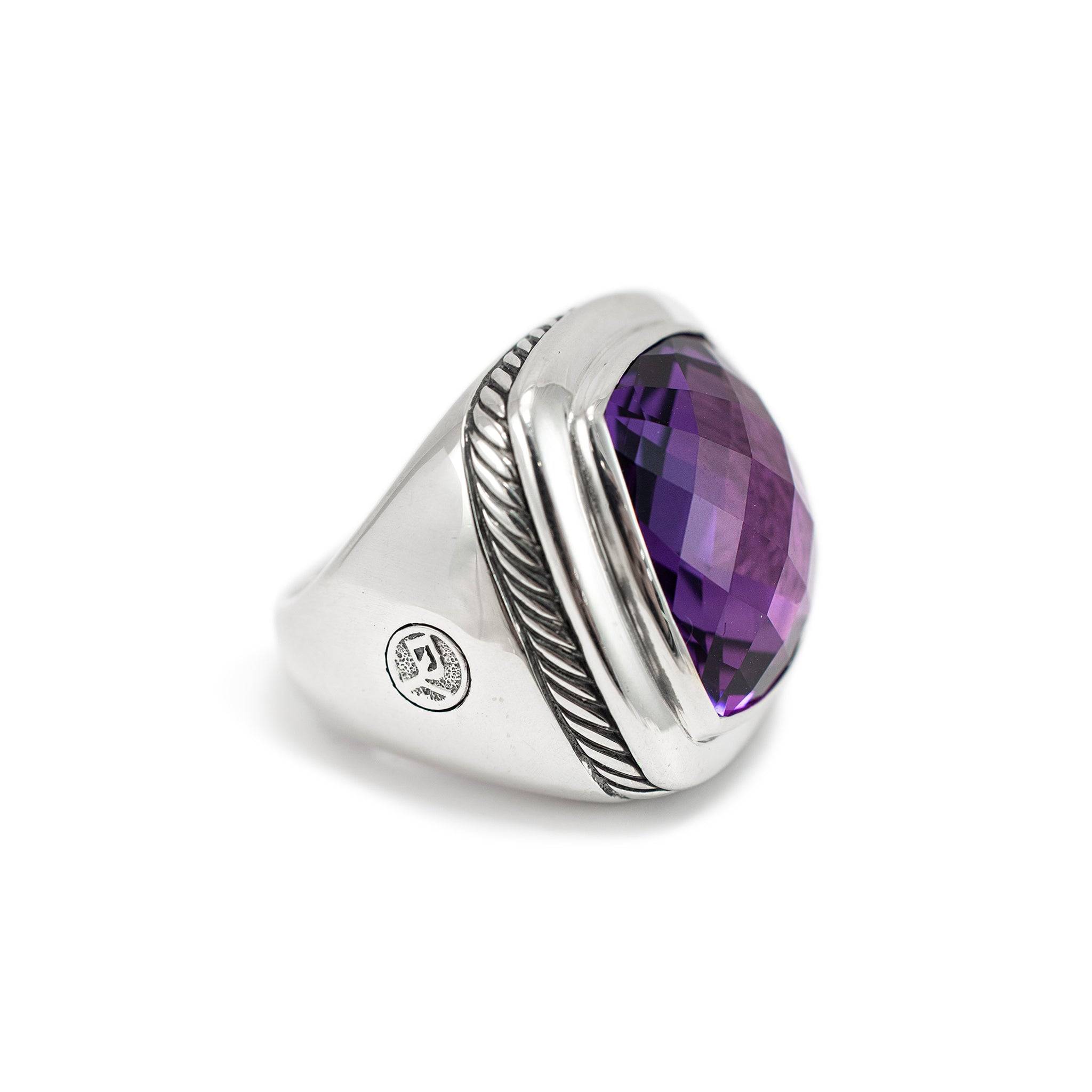 David Yurman 925 Sterling Silver Amethyst Albion Cocktail Ring