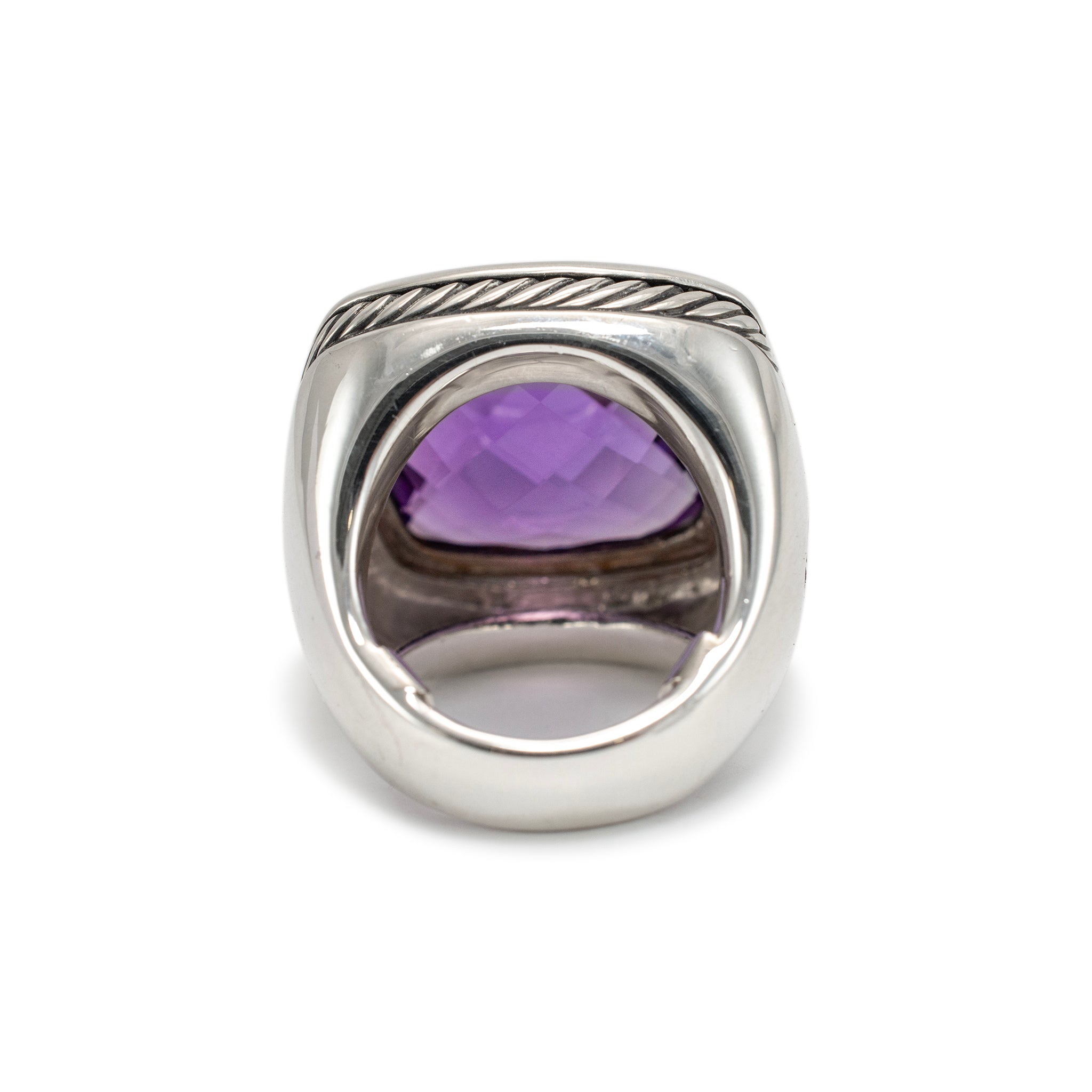 David Yurman 925 Sterling Silver Amethyst Albion Cocktail Ring