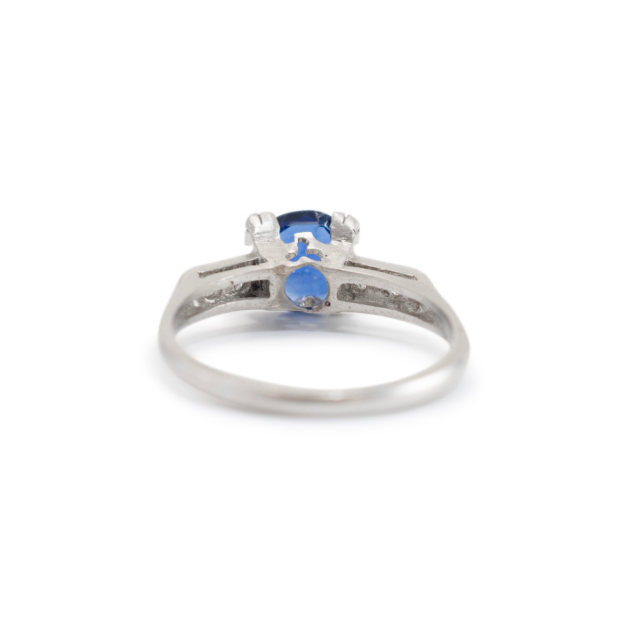 Vintage Platinum GIA Cambodia No Heat Sapphire Diamond Cocktail Ring