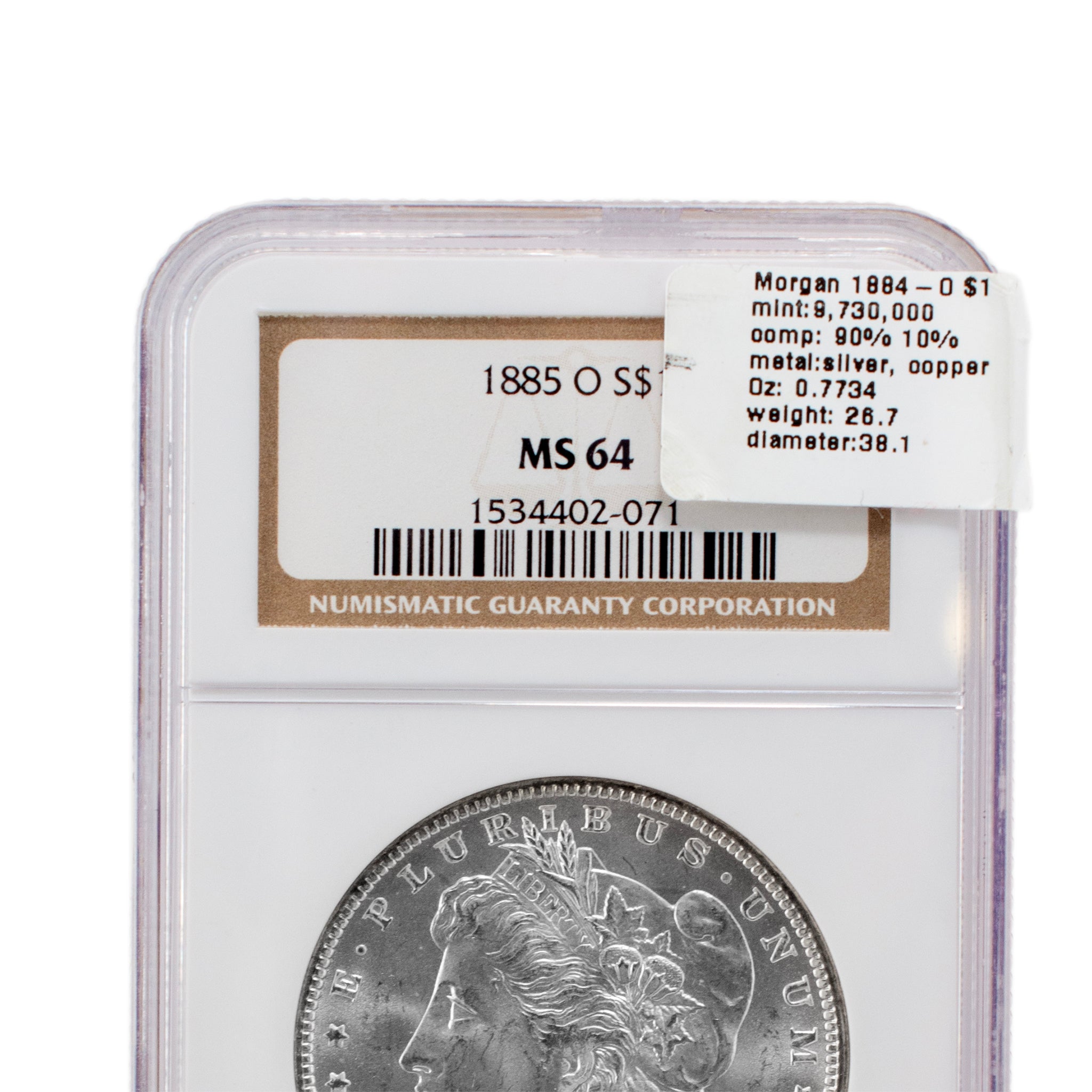 1885-O NGC MS64 Silver $1 Morgan Coin