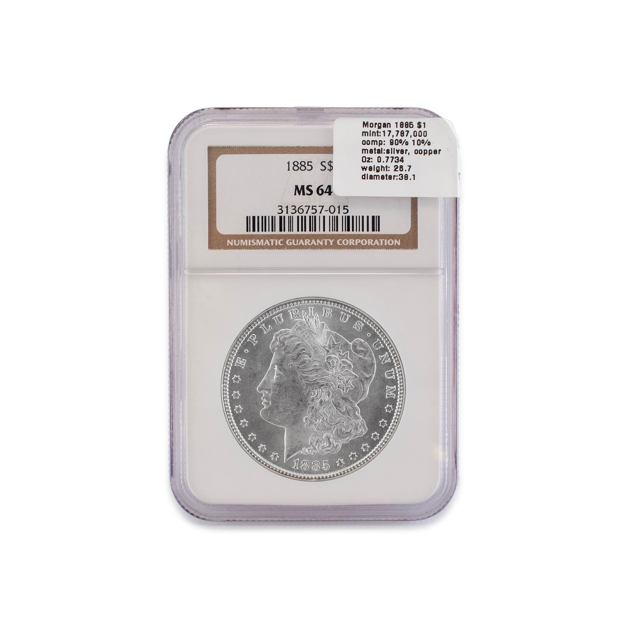 1885 NGC MS64 Silver $1 Morgan Coin