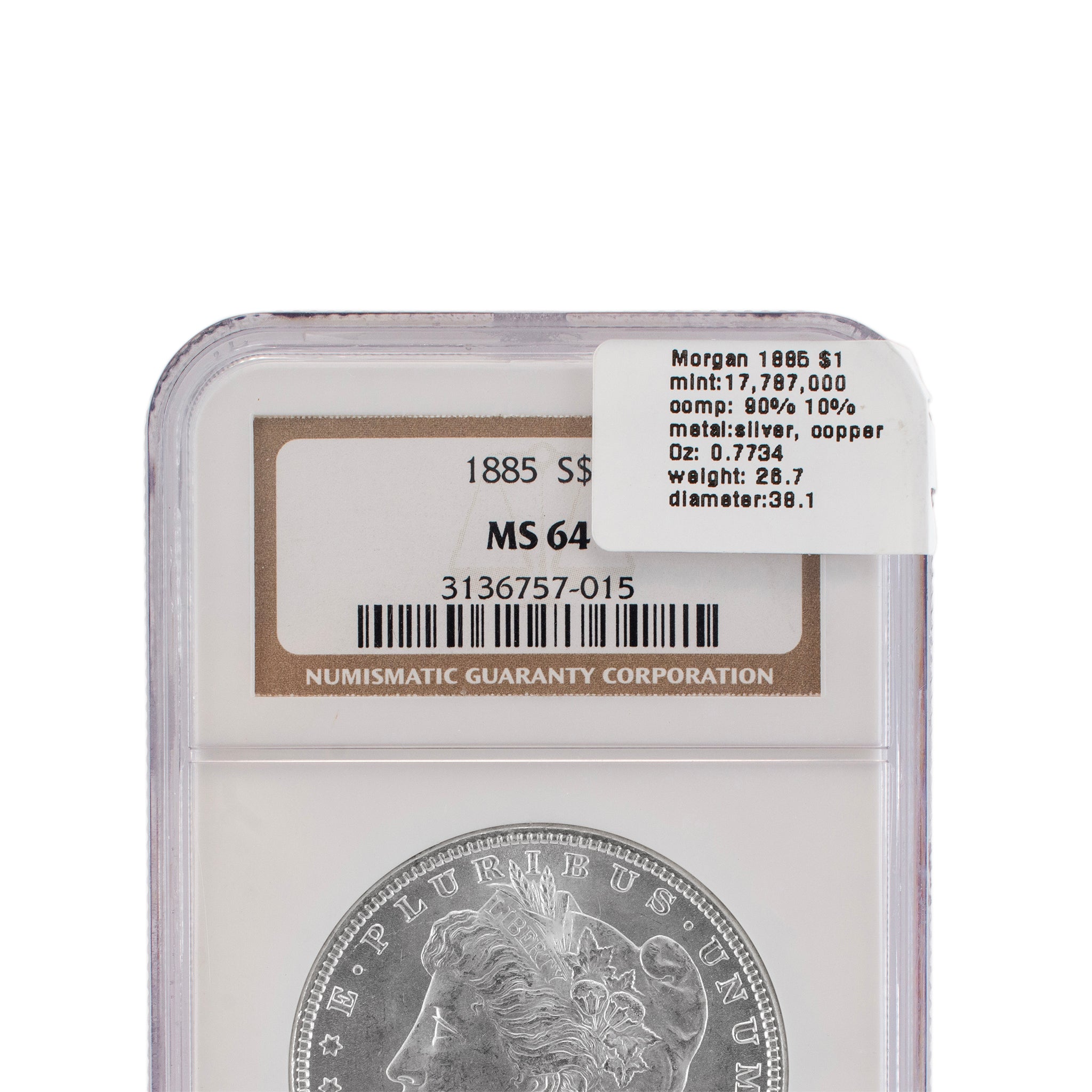 1885 NGC MS64 Silver $1 Morgan Coin