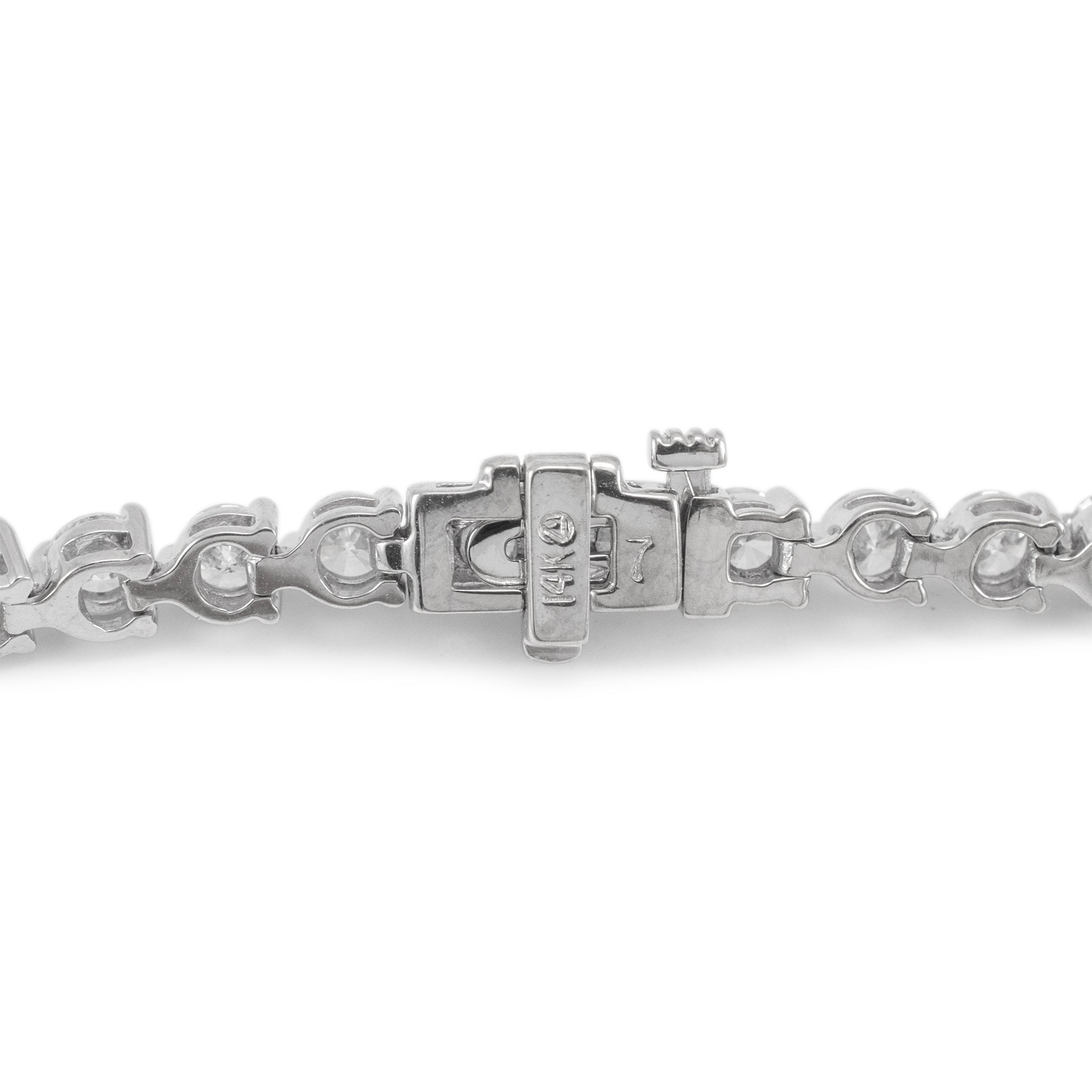 14K White Gold 3-Prong 6.86ct Diamond Tennis Bracelet