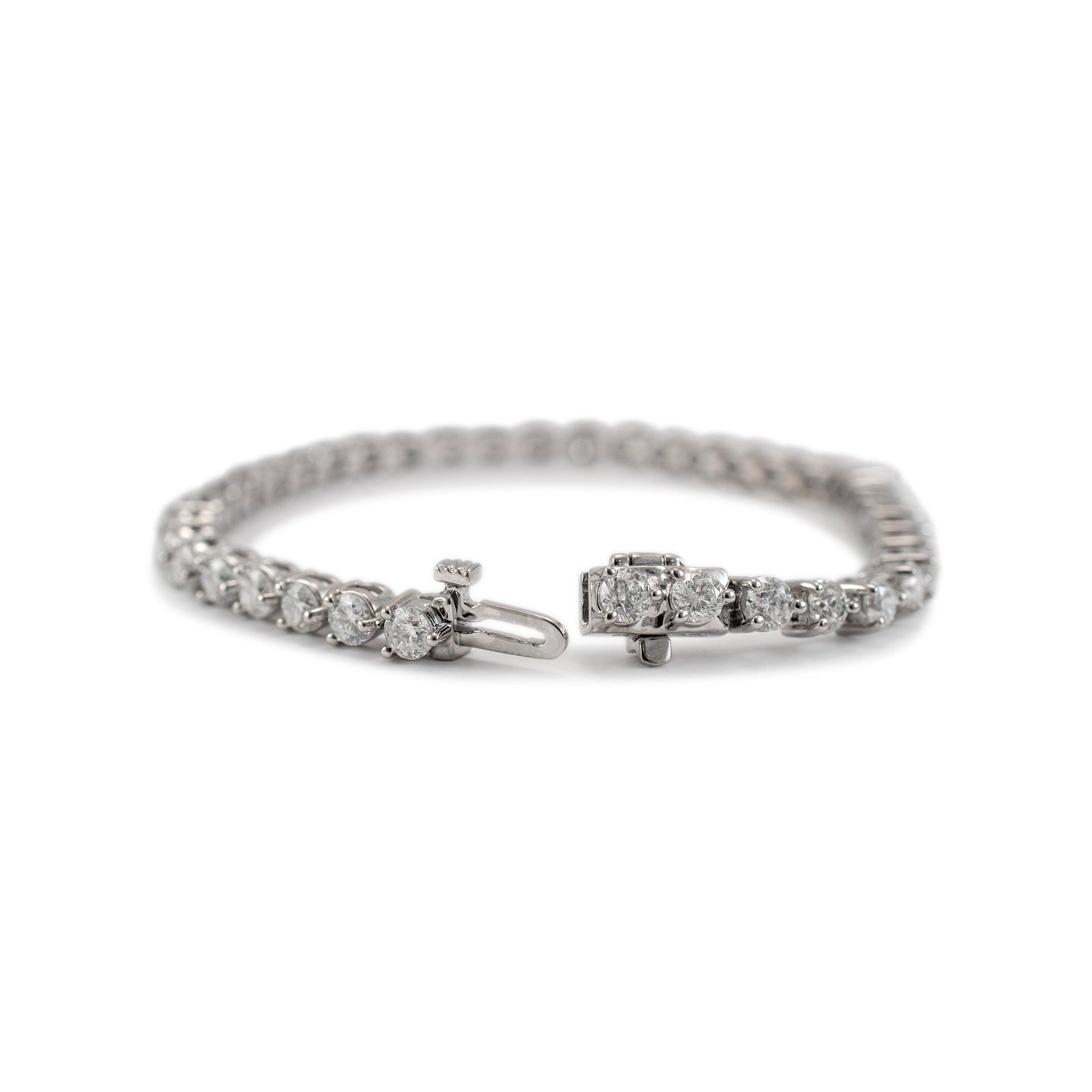 14K White Gold 3-Prong 6.86ct Diamond Tennis Bracelet