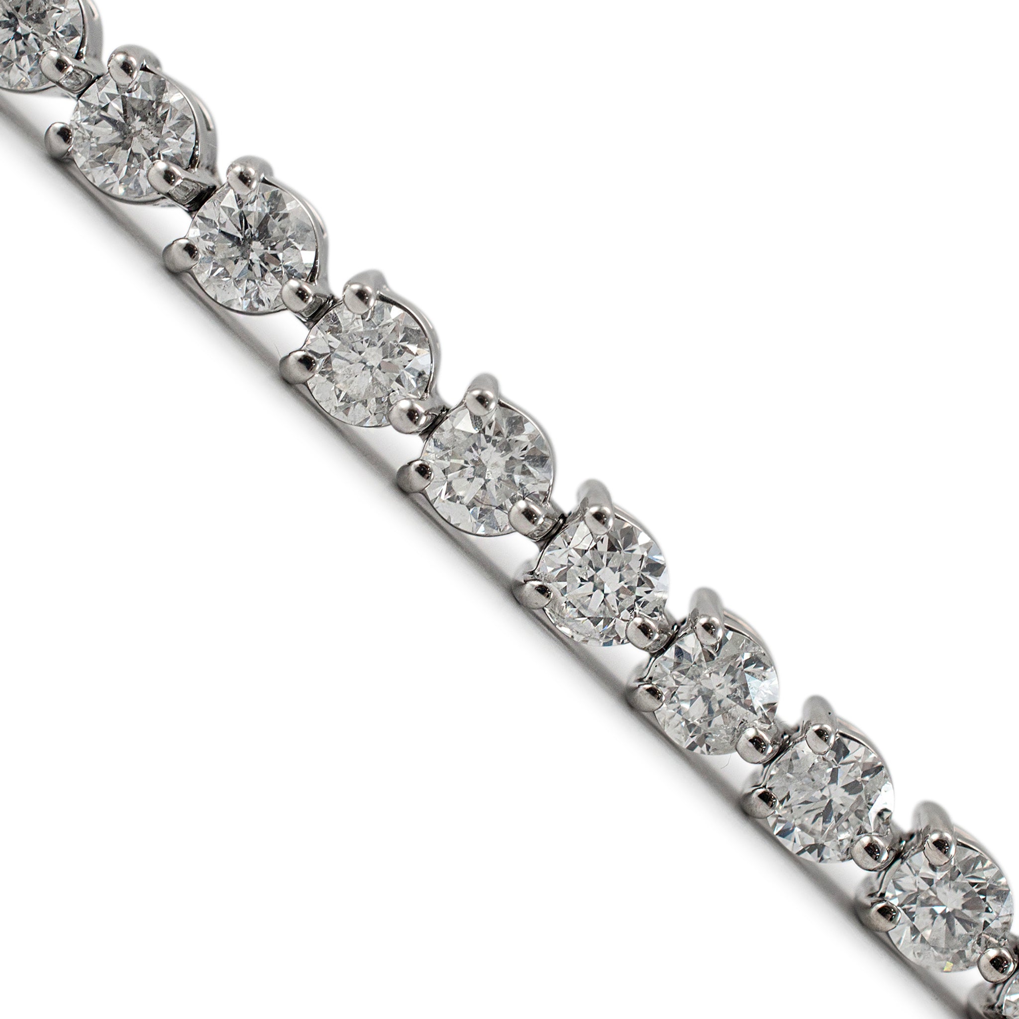14K White Gold 3-Prong 6.86ct Diamond Tennis Bracelet