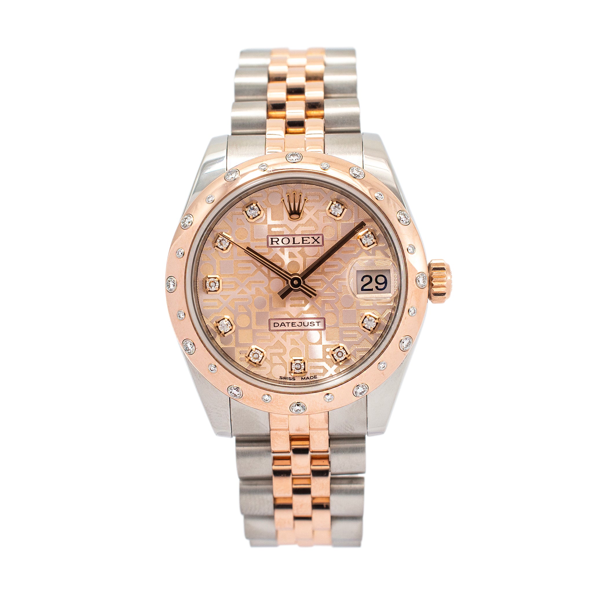 Rolex Datejust 31MM 178341 Domed Diamond Jubilee Rose Gold Stainless Steel Watch
