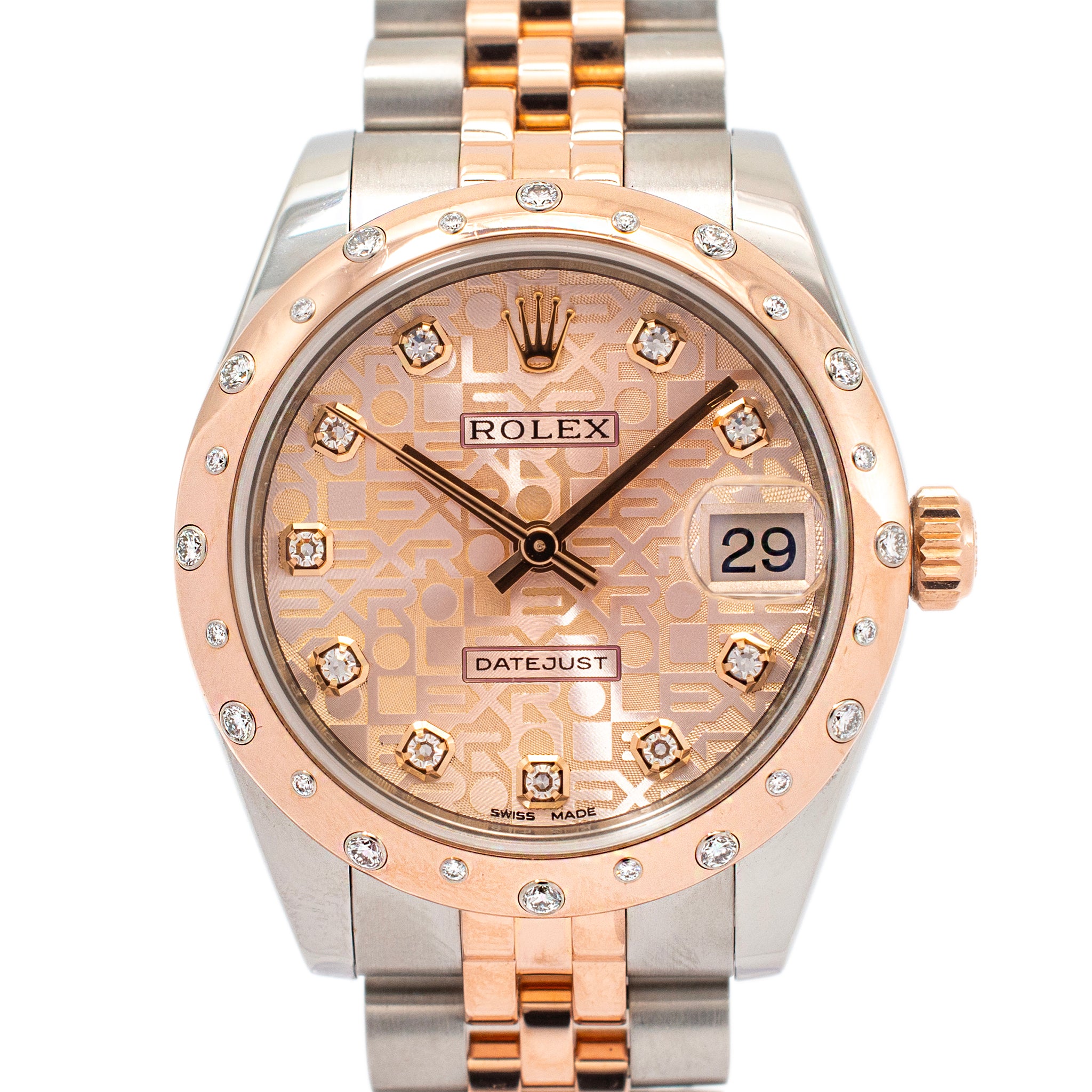 Rolex Datejust 31MM 178341 Domed Diamond Jubilee Rose Gold Stainless Steel Watch