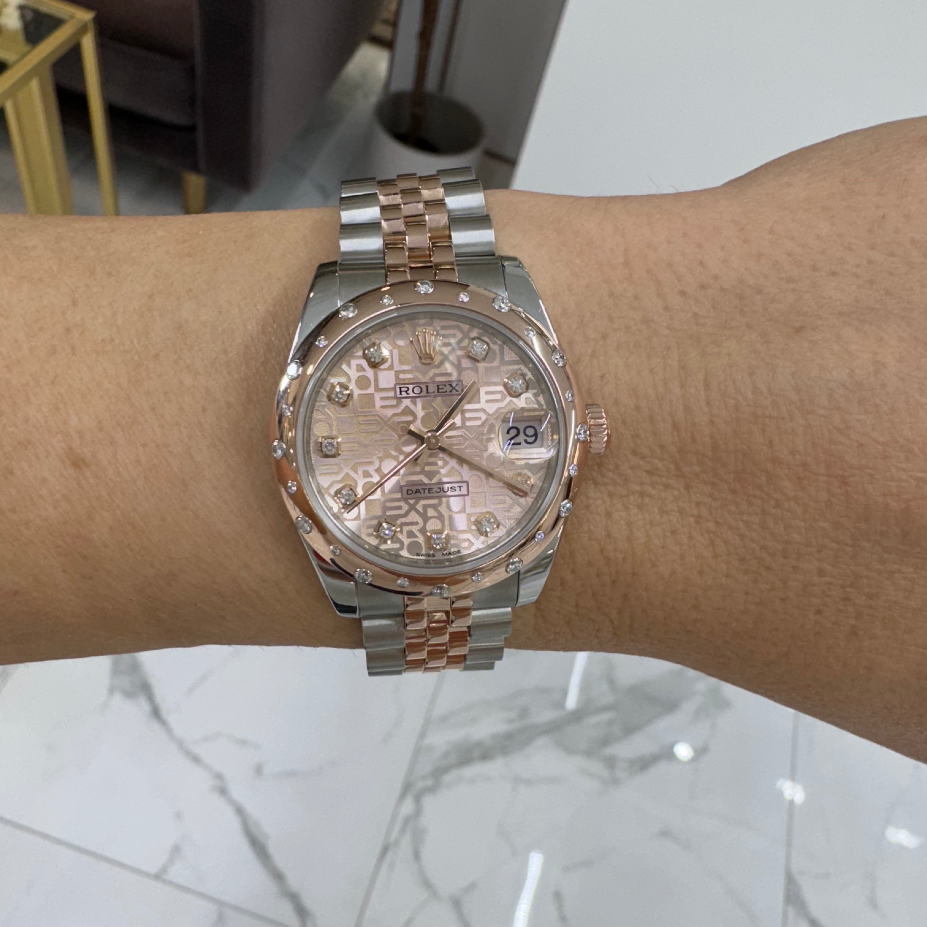 Rolex Datejust 31MM 178341 Domed Diamond Jubilee Rose Gold Stainless Steel Watch