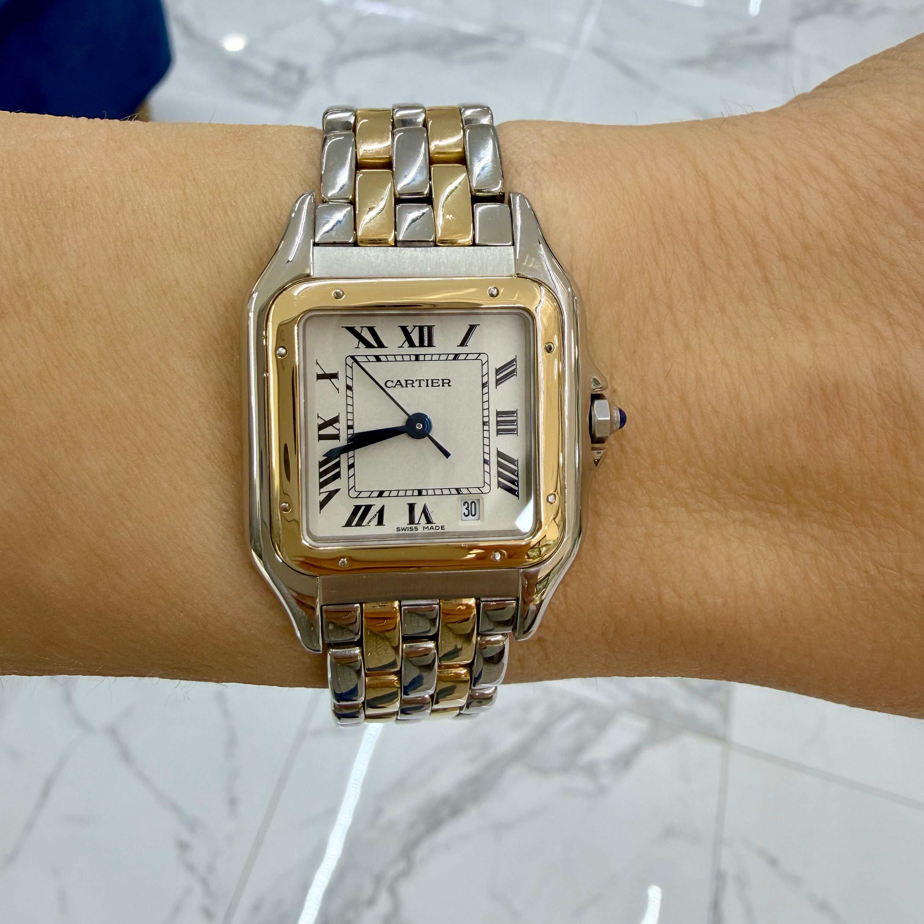 Ladies Cartier Panthere 27MM 183949 18K Yellow Gold Steel Two Row Quartz Watch