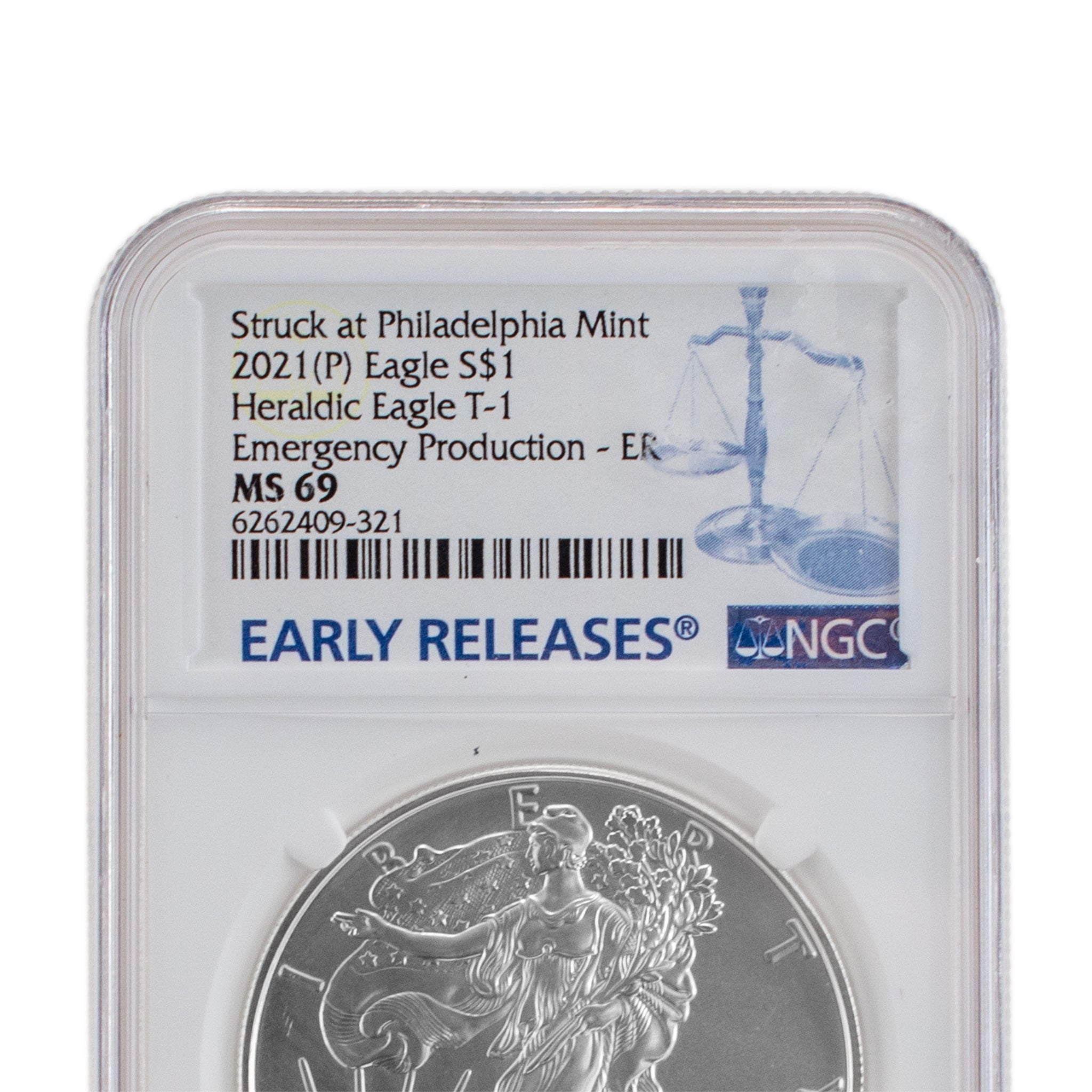2021 (P) Silver Eagle NGC MS69 ER Emergency Struck at Philadelphia Mint