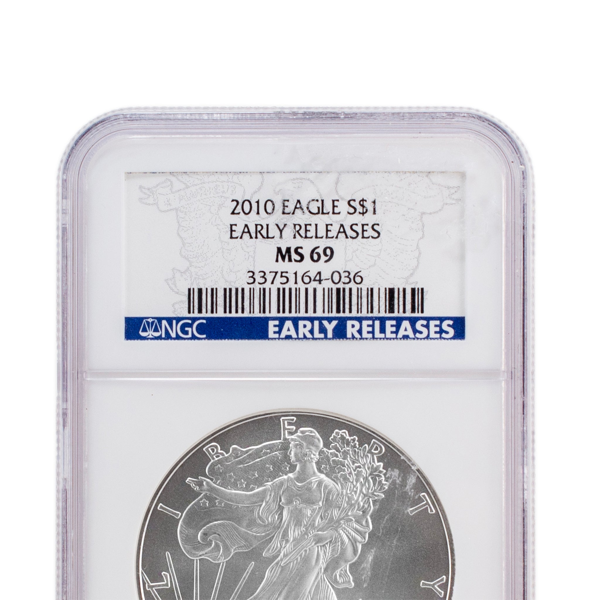 2010 1 Oz NGC MS 69 1$ Fine 999 Silver American Eagle Liberty Coin