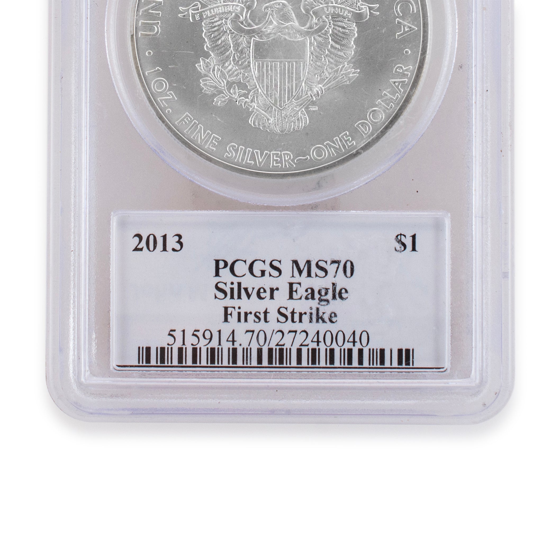 2013 PCGS MS70 First Strike 1OZ 999 Silver $1 American Eagle Liberty Coin