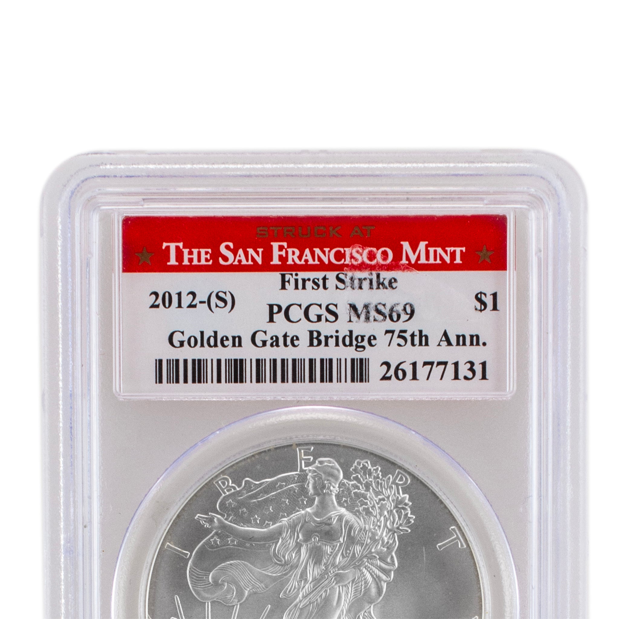 2012-S PCGS MS69 Golden Gate Bridge 75th Anniversary Red Label $1 Eagle Coin