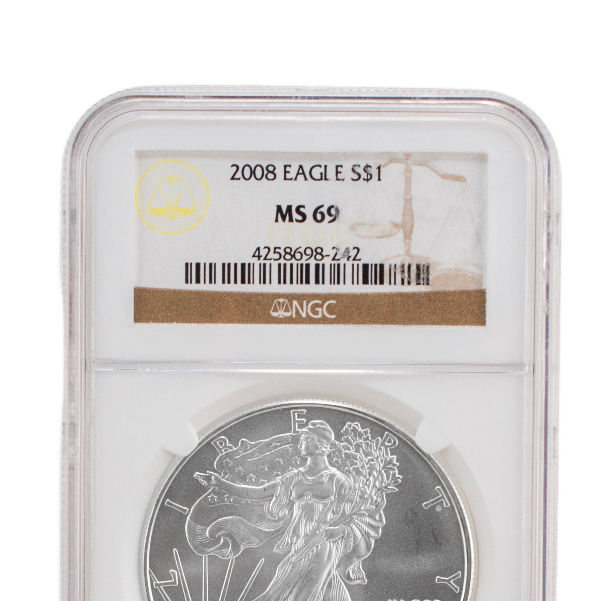 2008 1 Oz NGC MS 69 1$ Fine 999 Silver American Eagle Liberty Coin