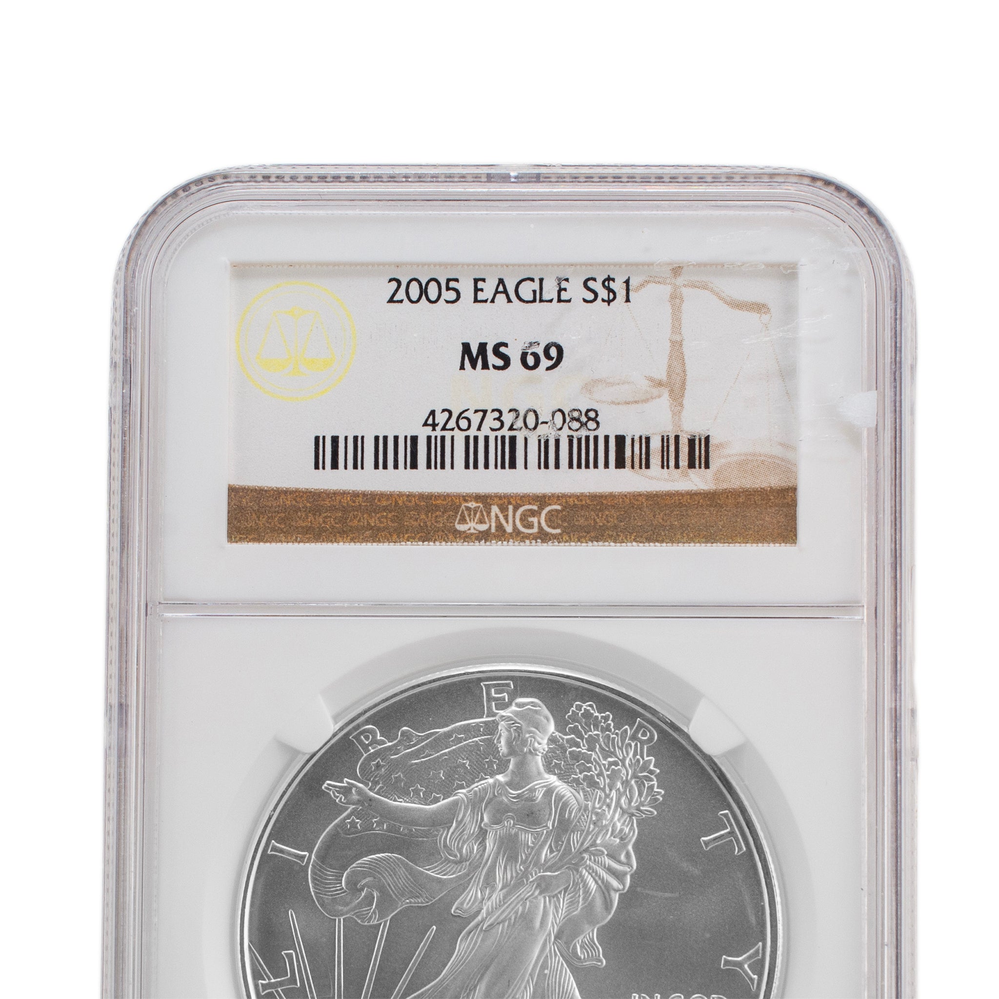 2005 1 Oz NGC MS 69 1$ Fine 999 Silver American Eagle Liberty Coin