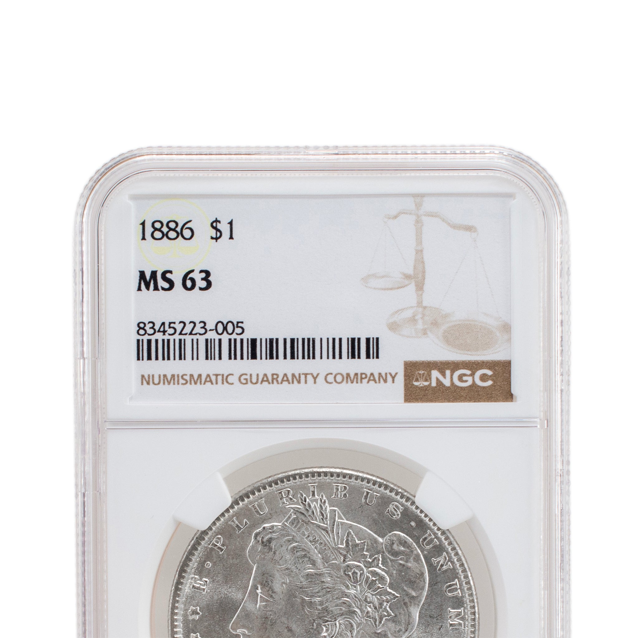 1886 NGC MS63 Silver $1 Morgan Coin