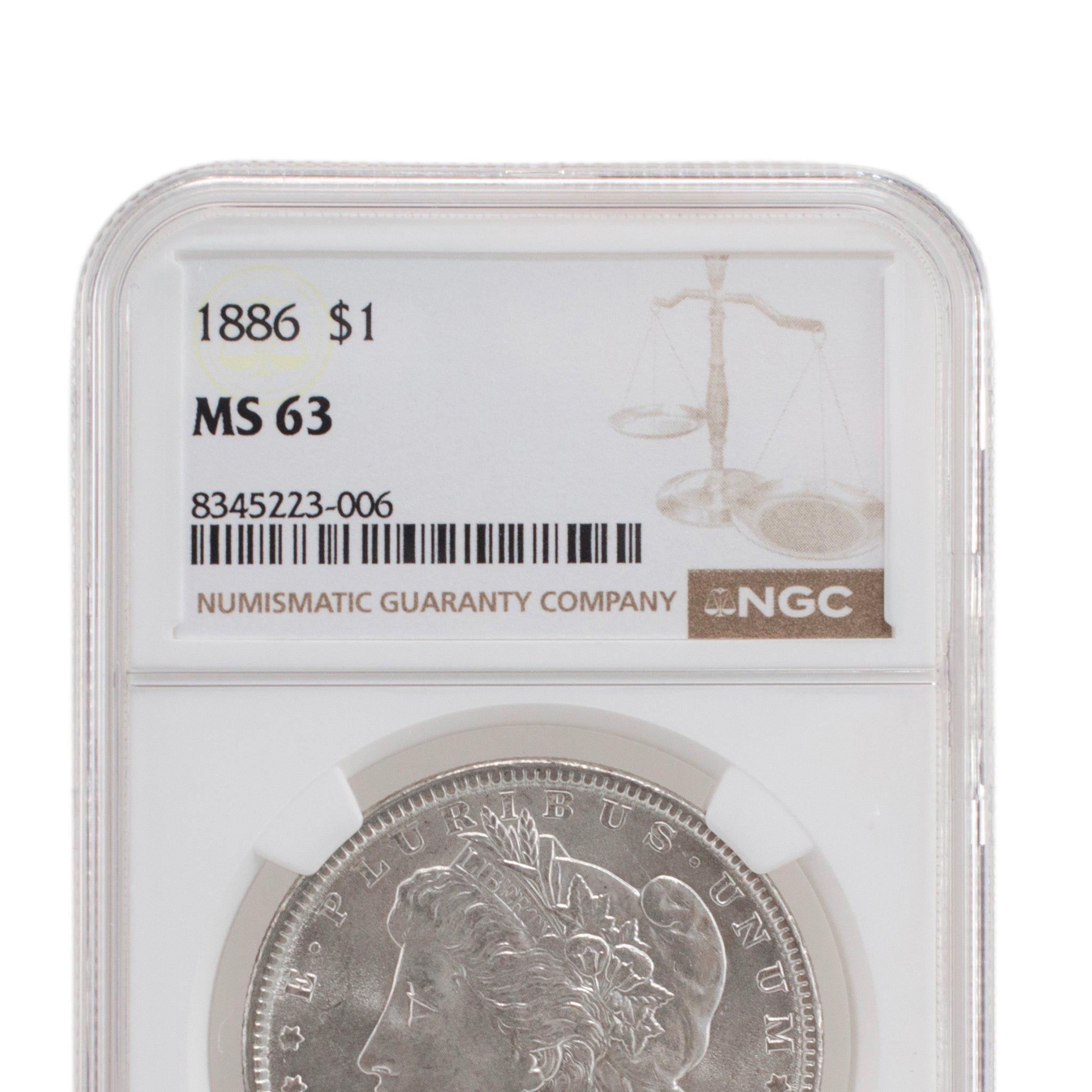 1886 NGC MS63 Silver $1 Morgan Coin