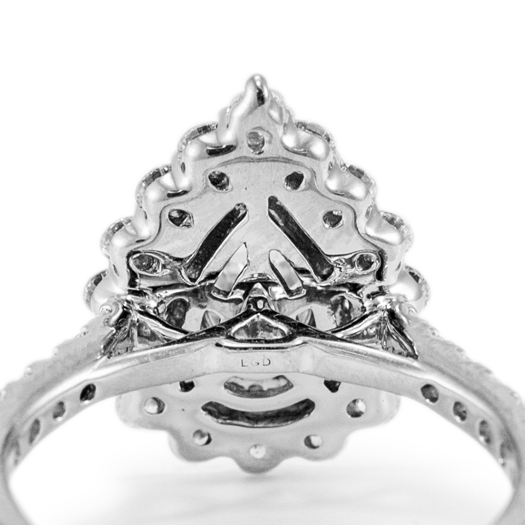 Ladies 14K White Gold Pear Shape Double Halo Lab Grown Diamond Engagement Ring