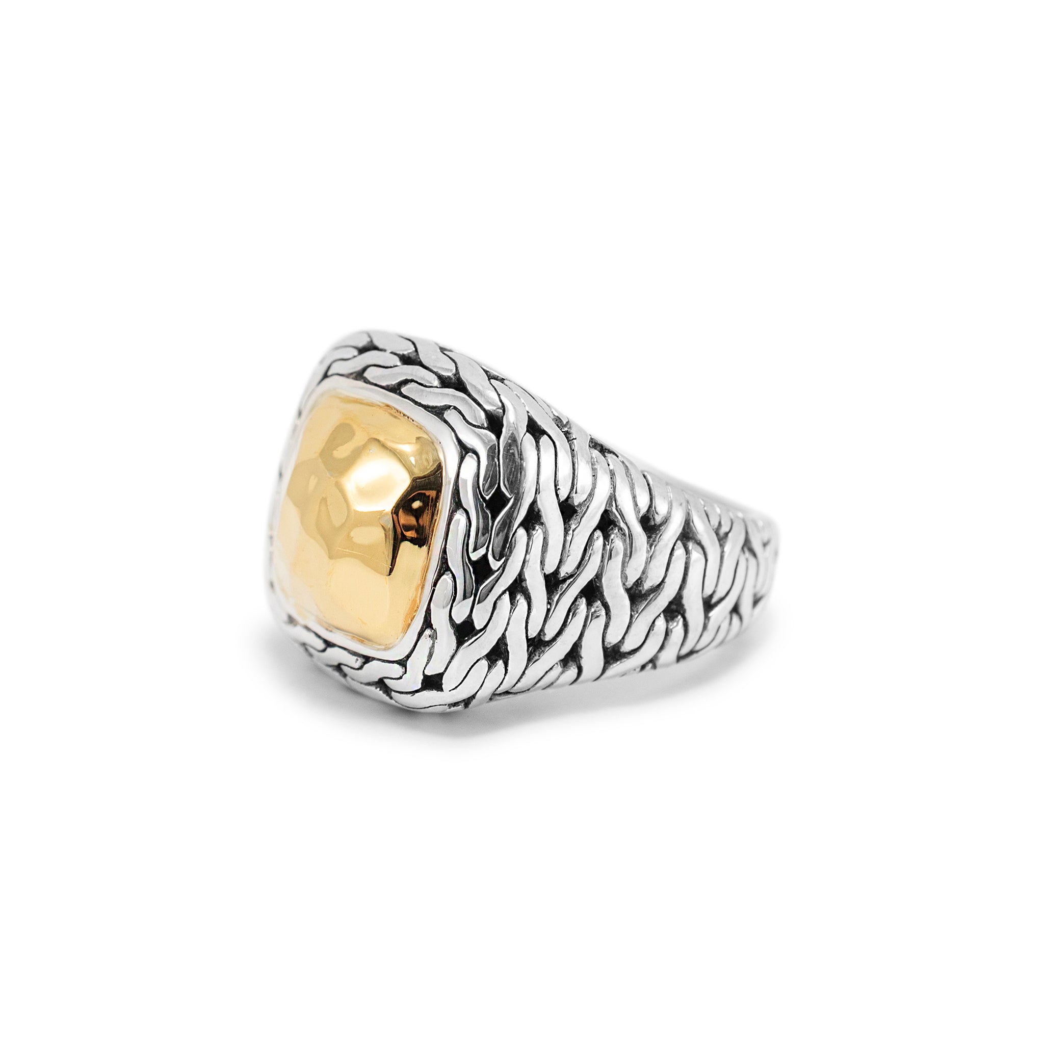 John Hardy Palu 22K Yellow Gold & 925 Sterling Silver Hammered Cocktail Ring