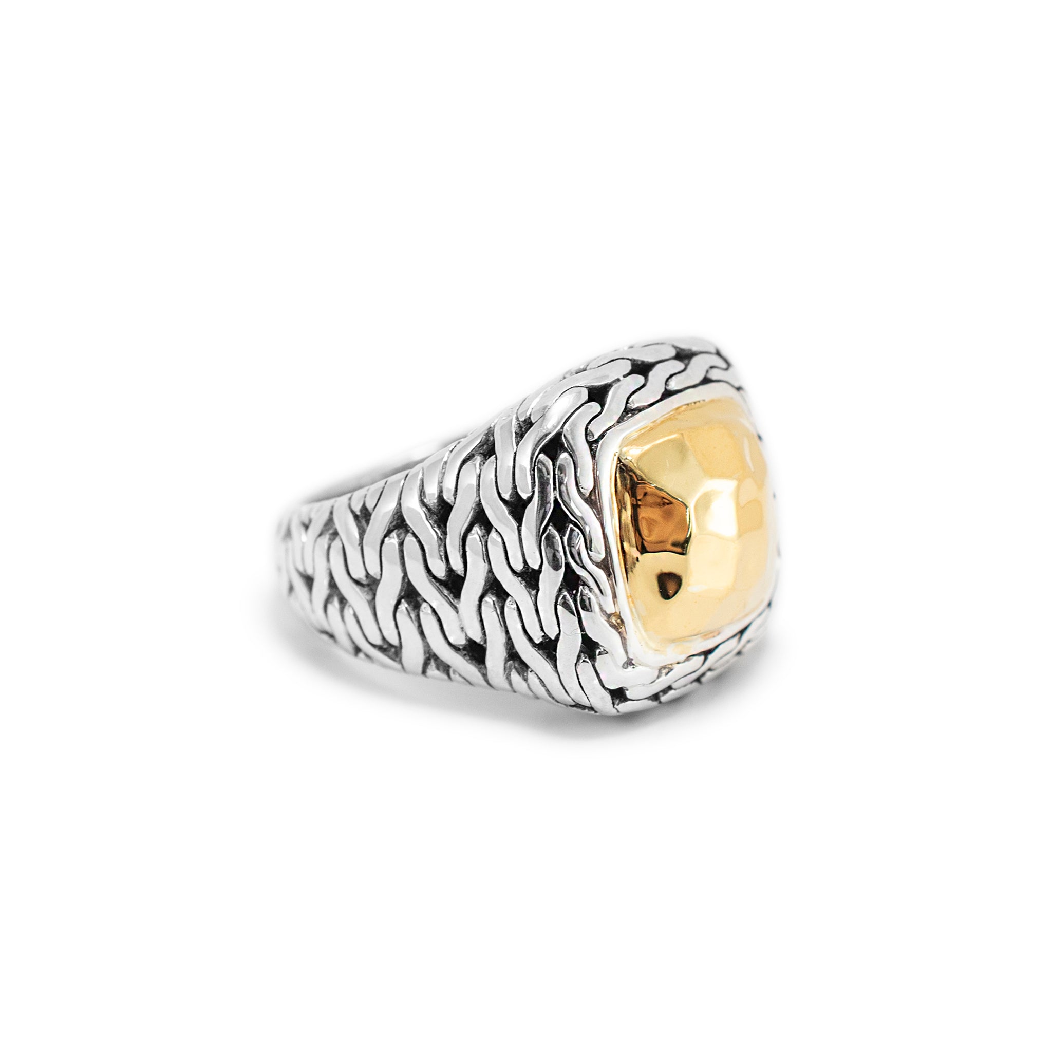 John Hardy Palu 22K Yellow Gold & 925 Sterling Silver Hammered Cocktail Ring