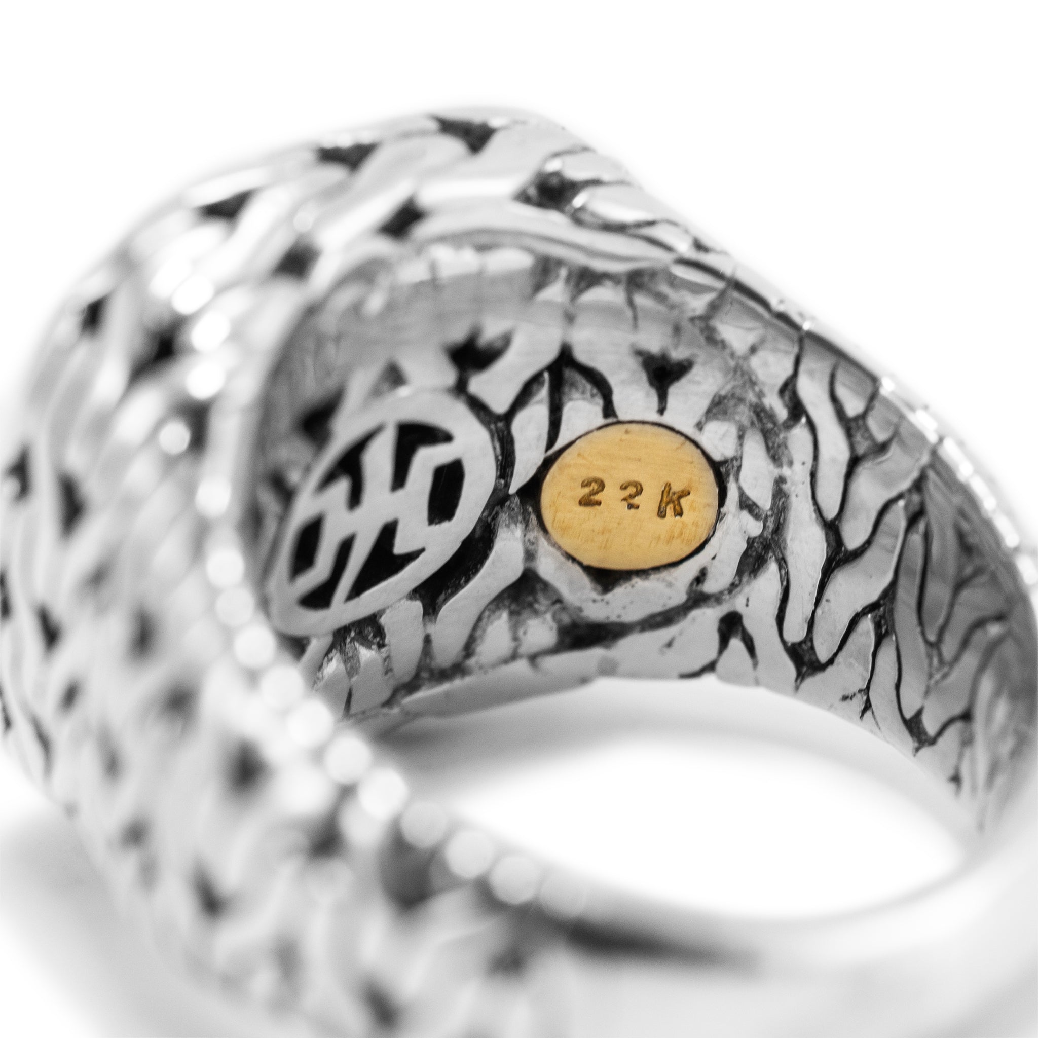 John Hardy Palu 22K Yellow Gold & 925 Sterling Silver Hammered Cocktail Ring