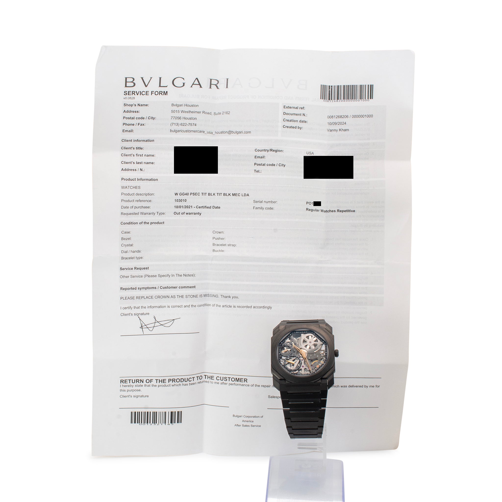 2021 Bvlgari Octo Finissimo 40MM 103010 Titanium Black Ceramic Skeleton Watch
