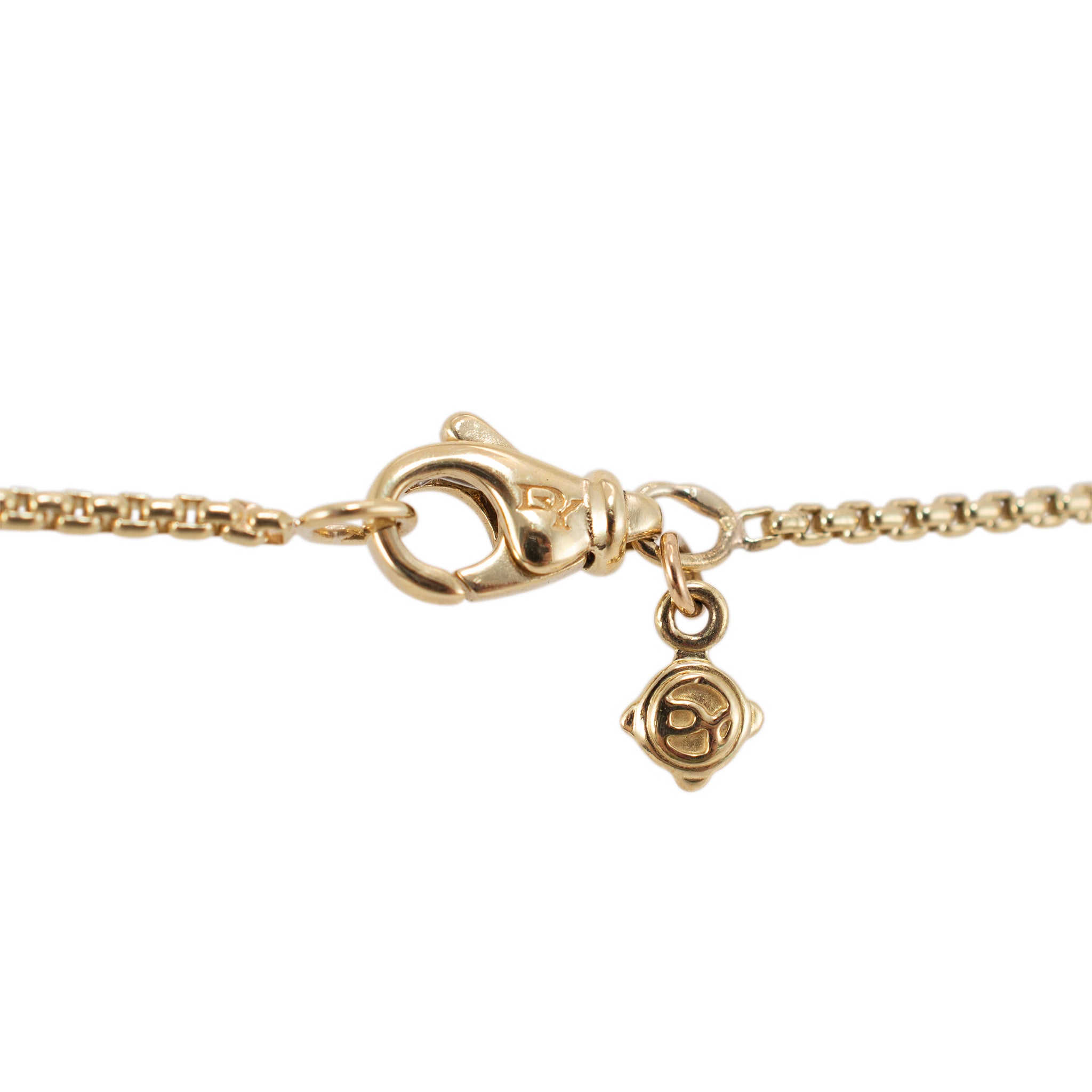 David Yurman 18K Yellow Gold Circle Cable Disc Pave Diamond Pendant Necklace