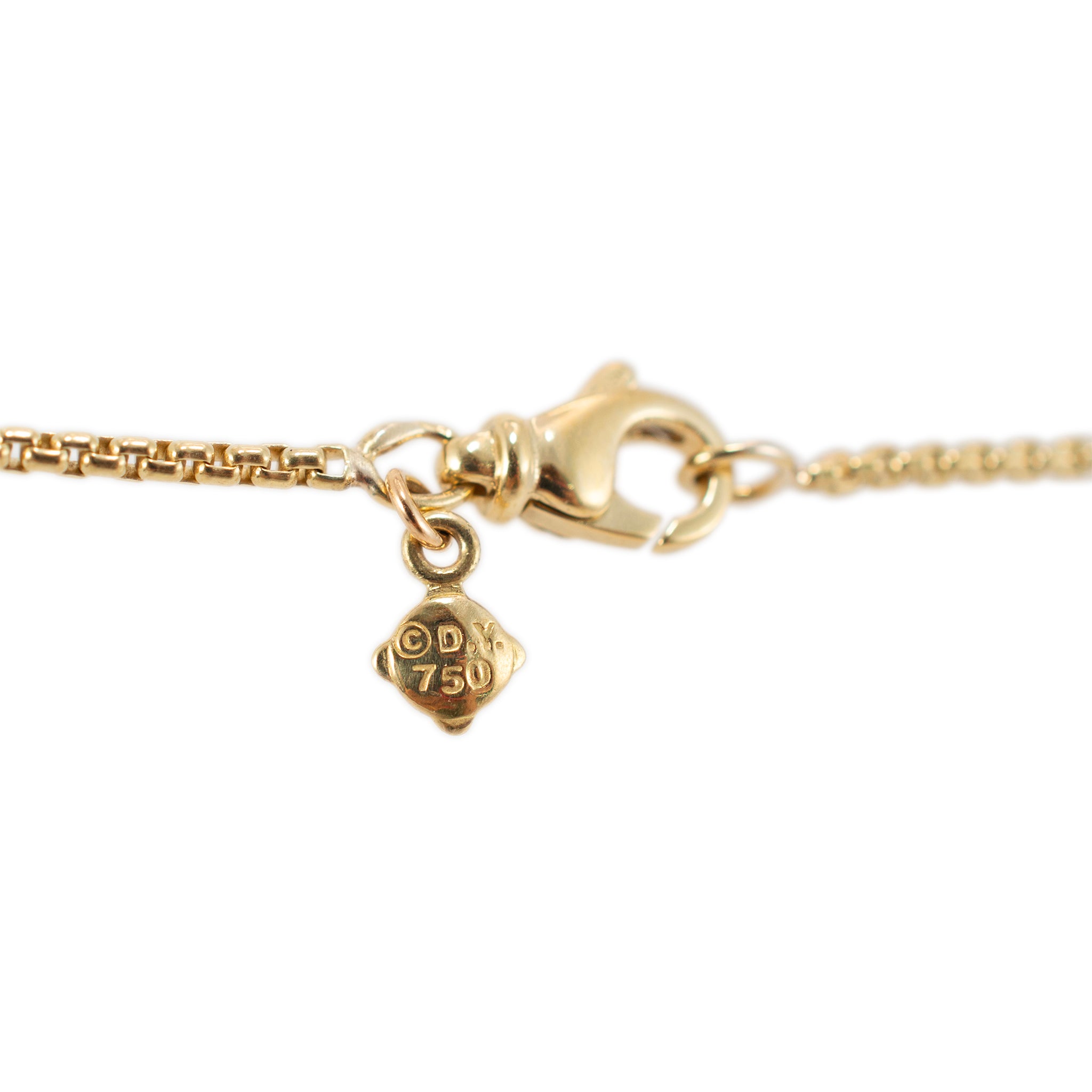 David Yurman 18K Yellow Gold Circle Cable Disc Pave Diamond Pendant Necklace