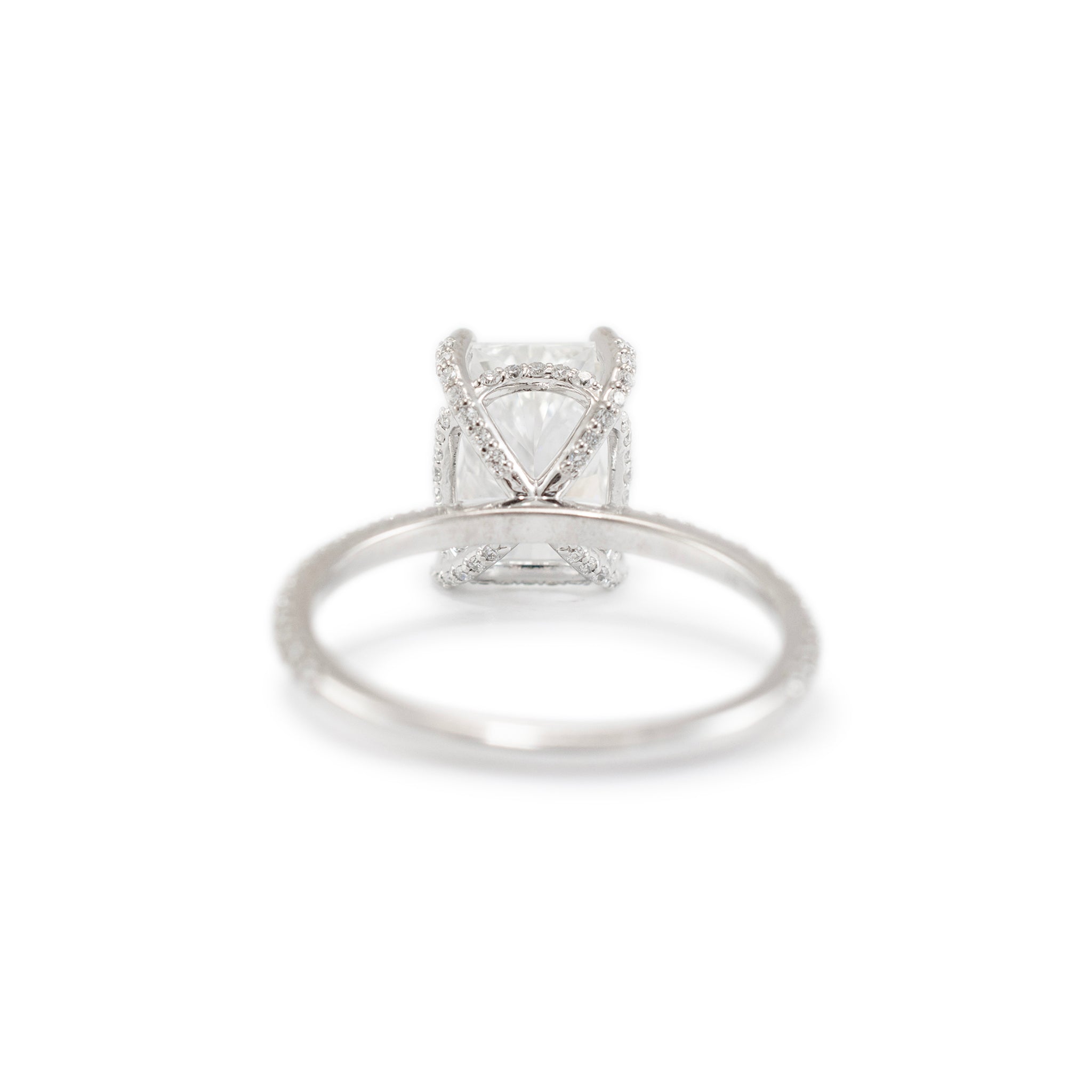 14K White Gold Lab Grown IGI 3.16ct Radiant G VVS2 Diamond Engagement Ring