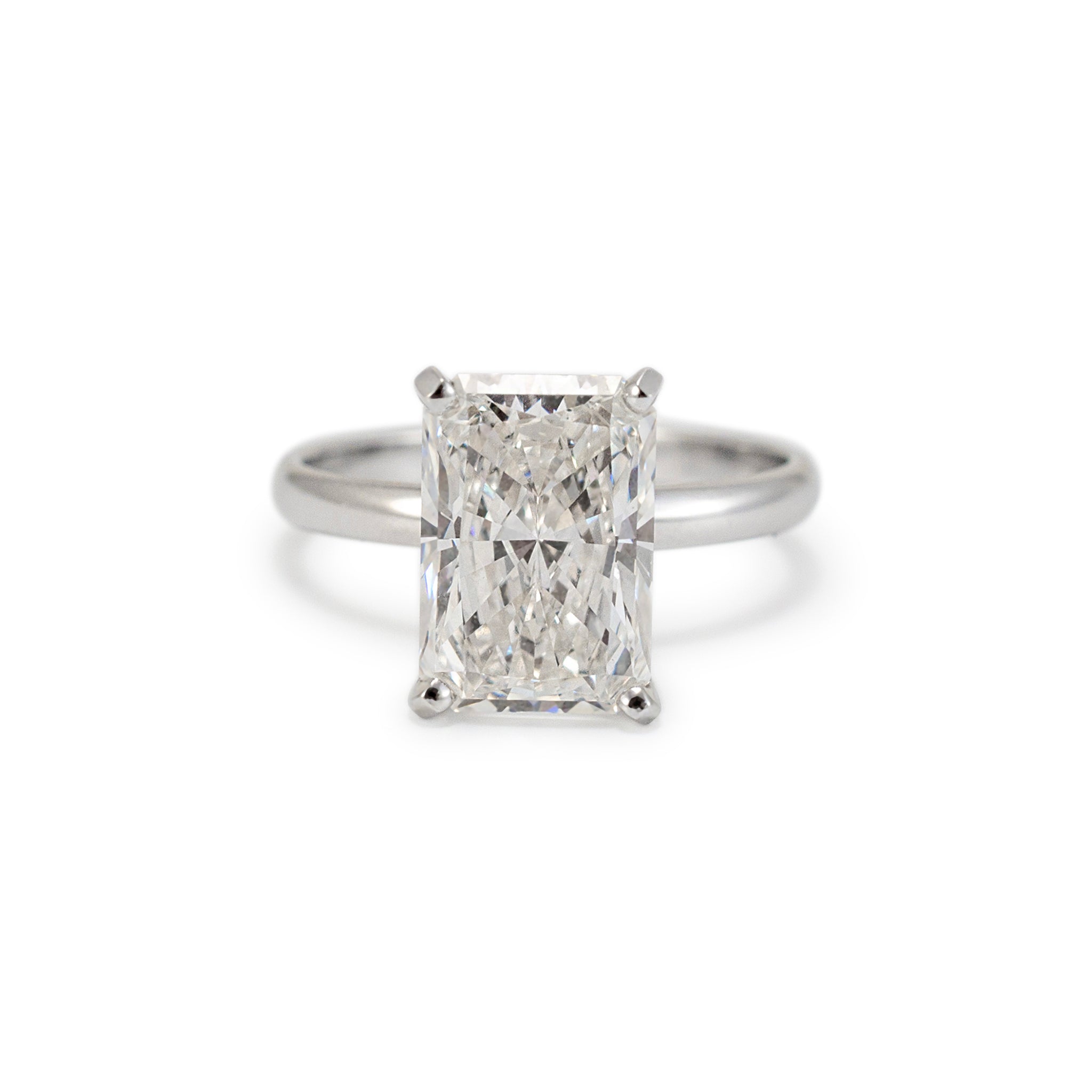 14K White Gold IGI 4.90ct F VVS2 Radiant Cut Lab Grown Diamond Engagement Ring