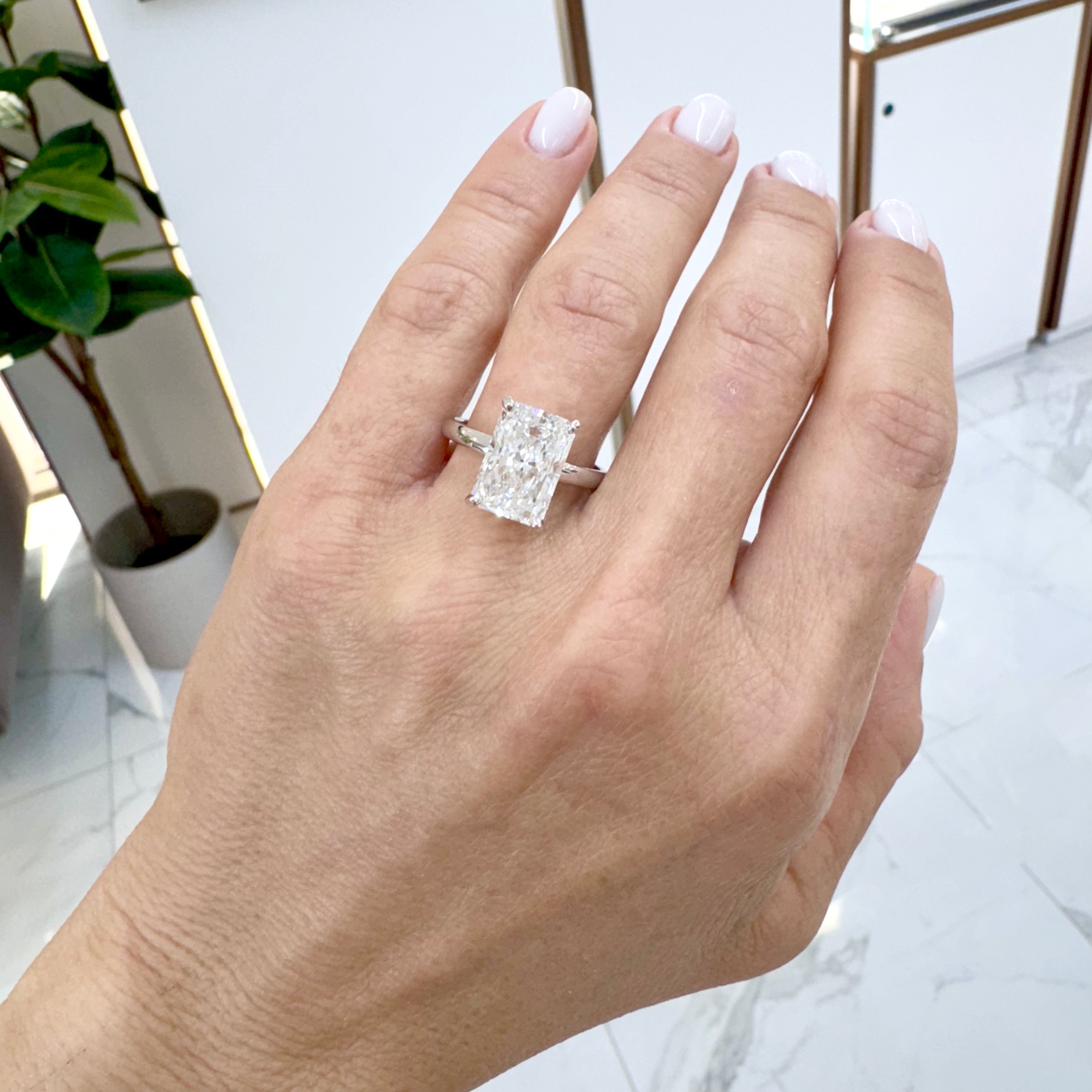 14K White Gold IGI 4.90ct F VVS2 Radiant Cut Lab Grown Diamond Engagement Ring