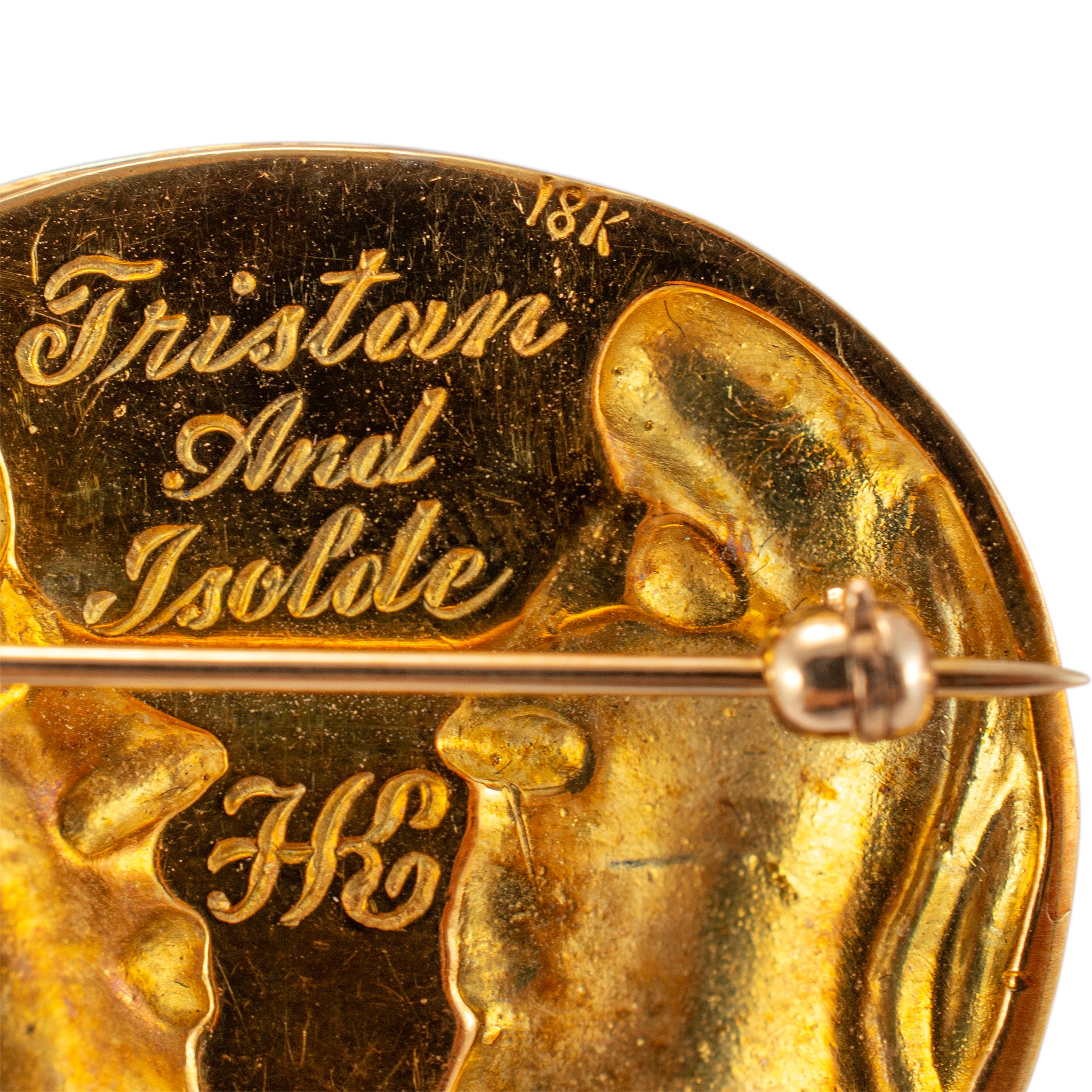 Henryk Kaston 18K Yellow Gold After Dali Tristan and Isolde Diamond Garnet Brooch