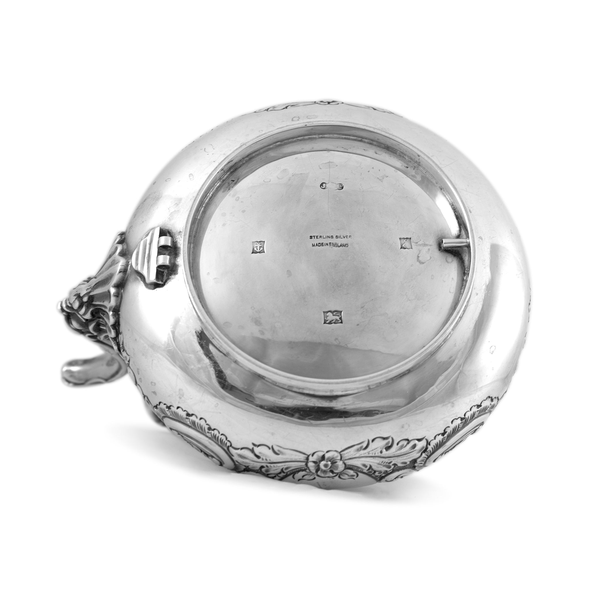 Antique J.G Ltd Heavy 925 Sterling Silver Tea Hand Chase Tea Pot