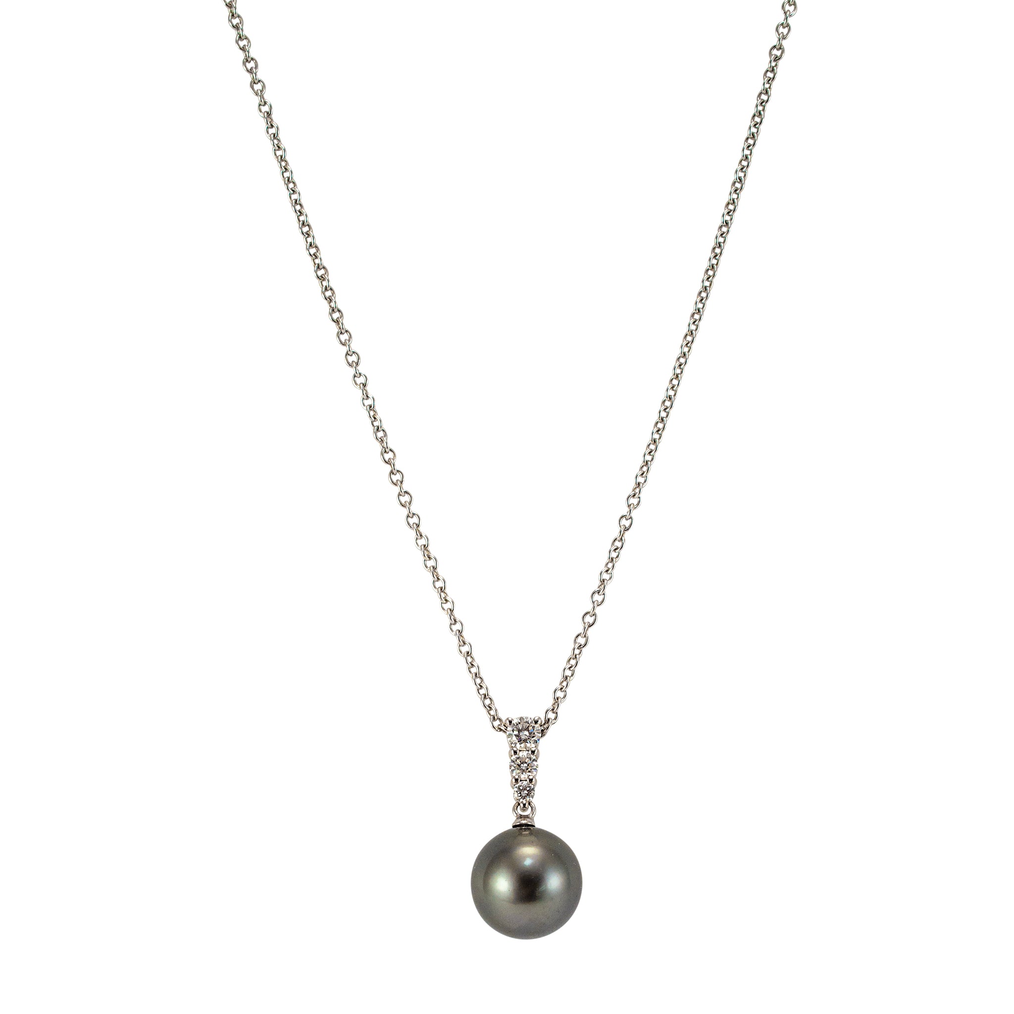 Mikimoto Morning Dew 18K White Gold South Sea Pearl Diamond Pendant Necklace