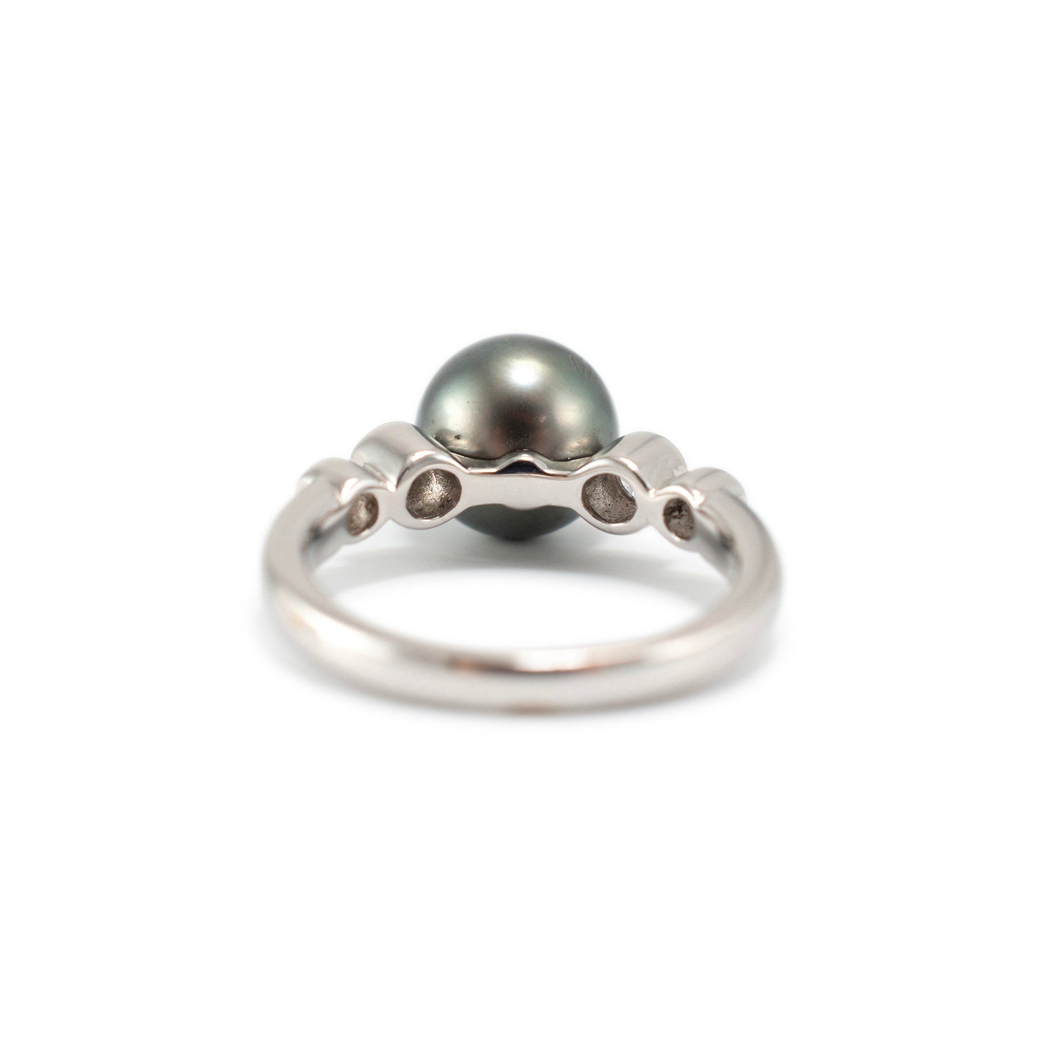 Mikimoto 18K White Gold Tahitian Pearl Accented Diamond Cocktail Ring