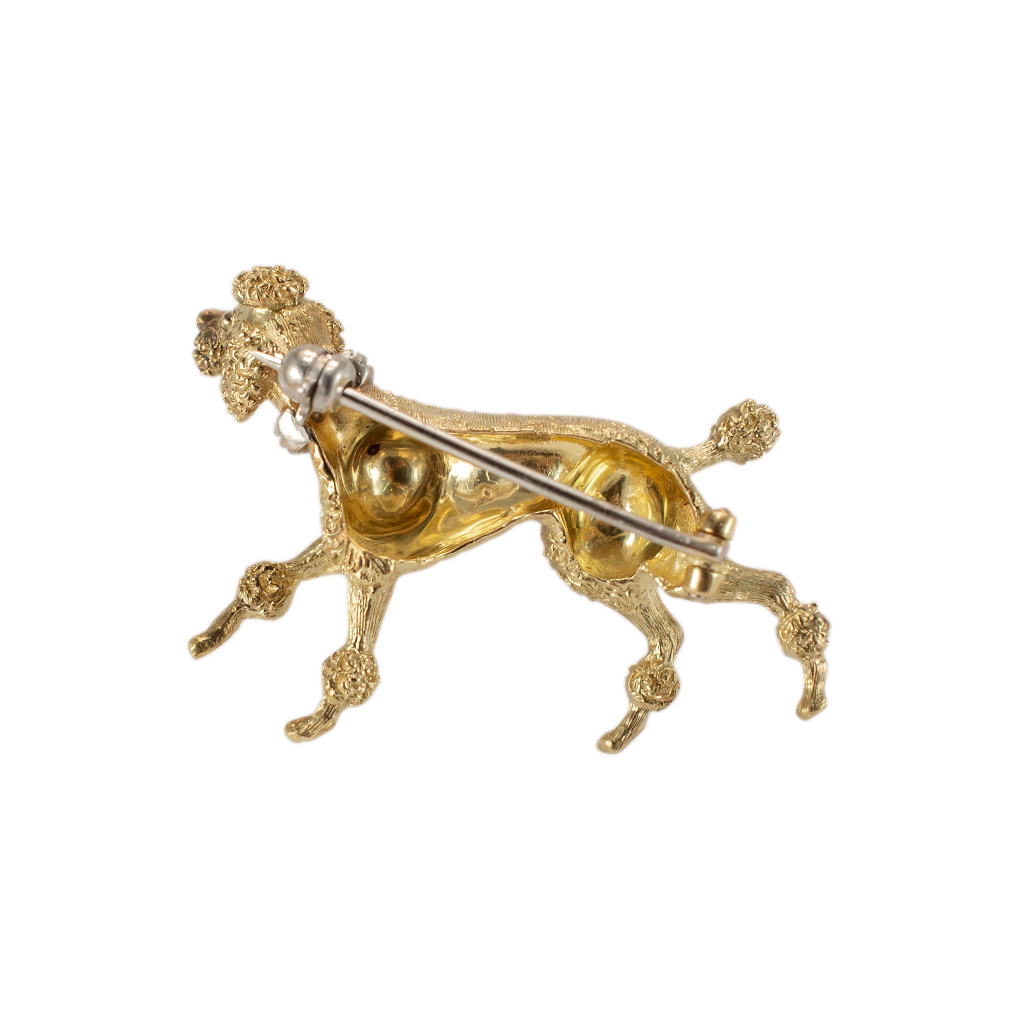 Vintage 18K Yellow Gold Diamond French Poodle Brooch