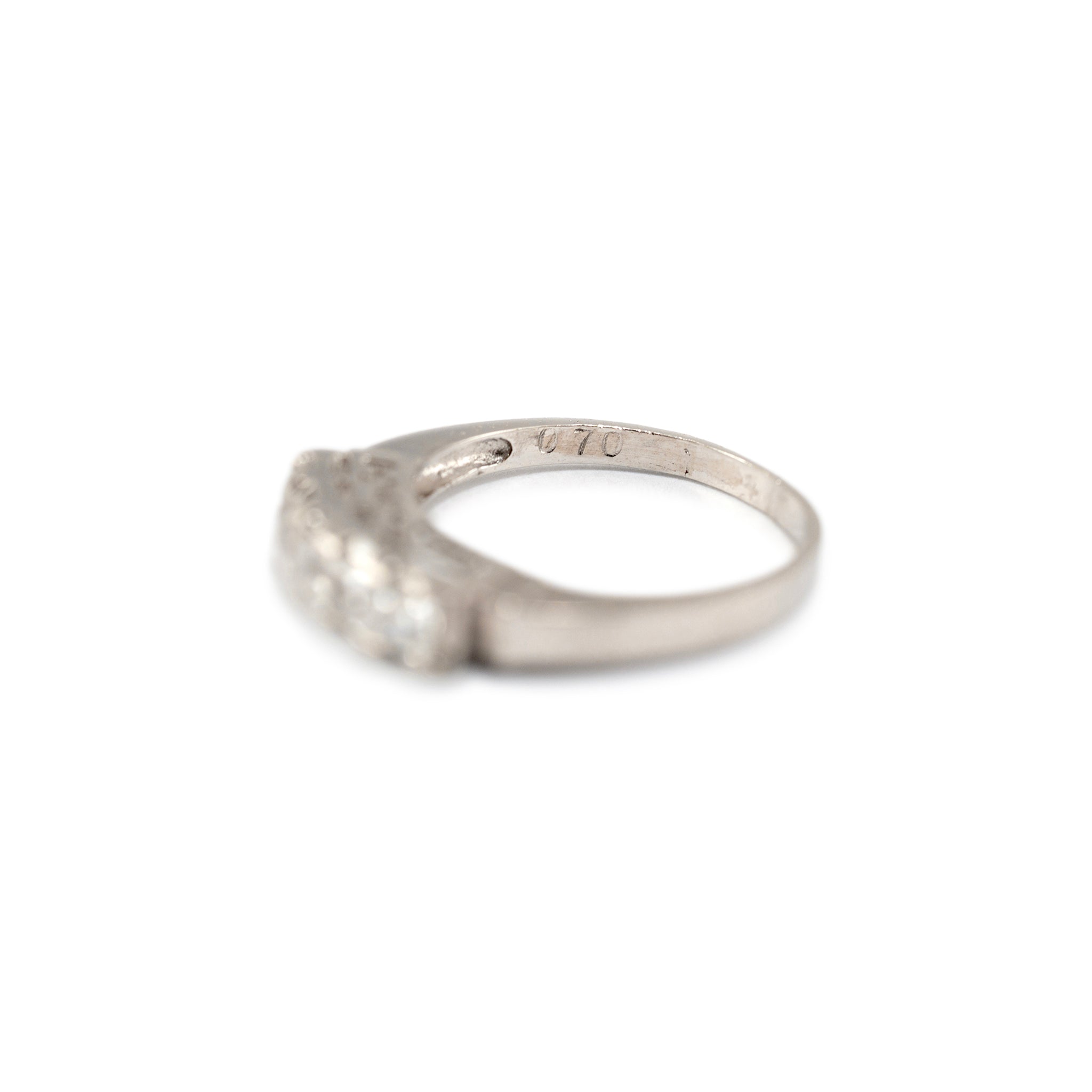 Antique Platinum Five Across Square Baguette Quartz Band Ring