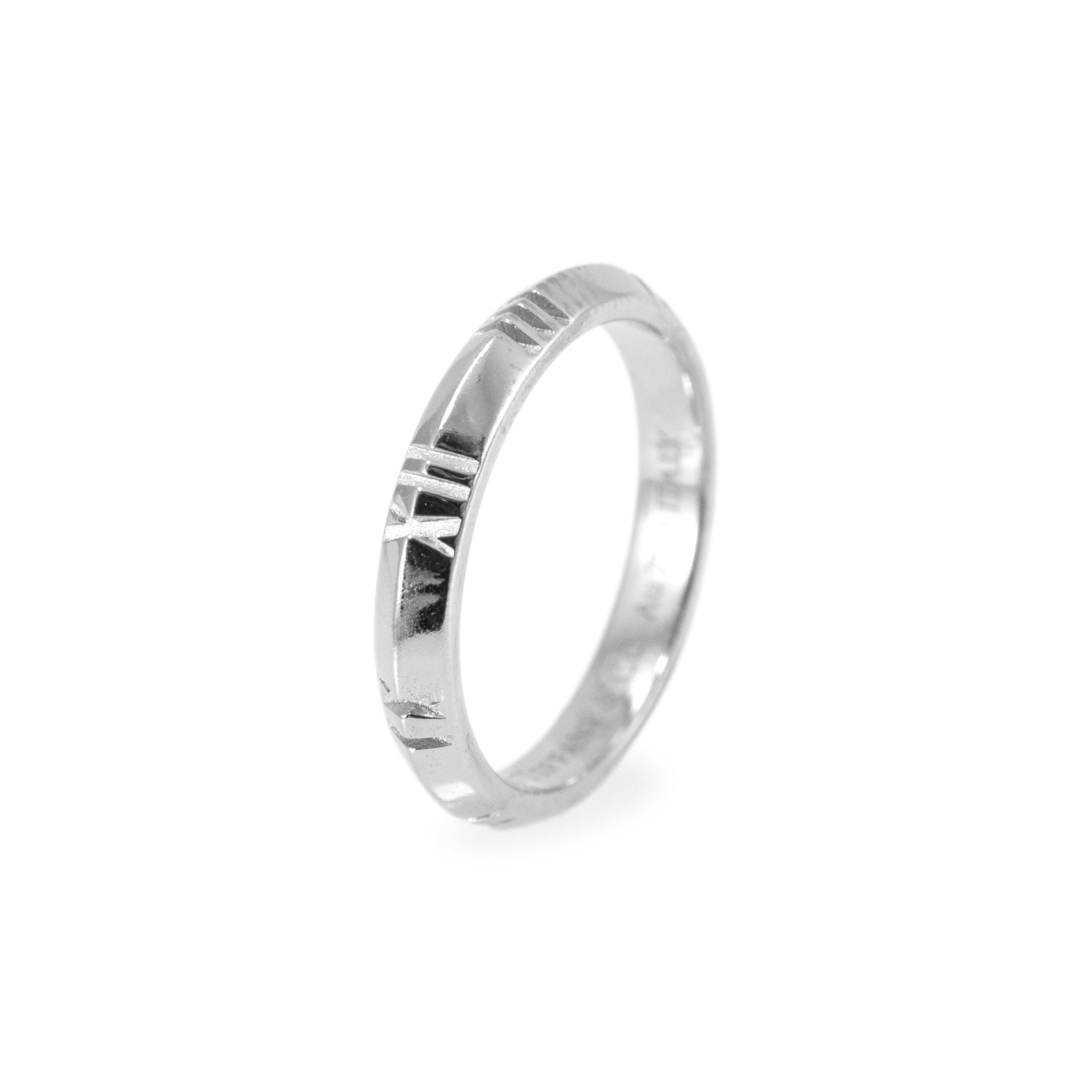 Tiffany & Co. Ladies 18K White Gold Atlas X Closed Narrow Band Ring